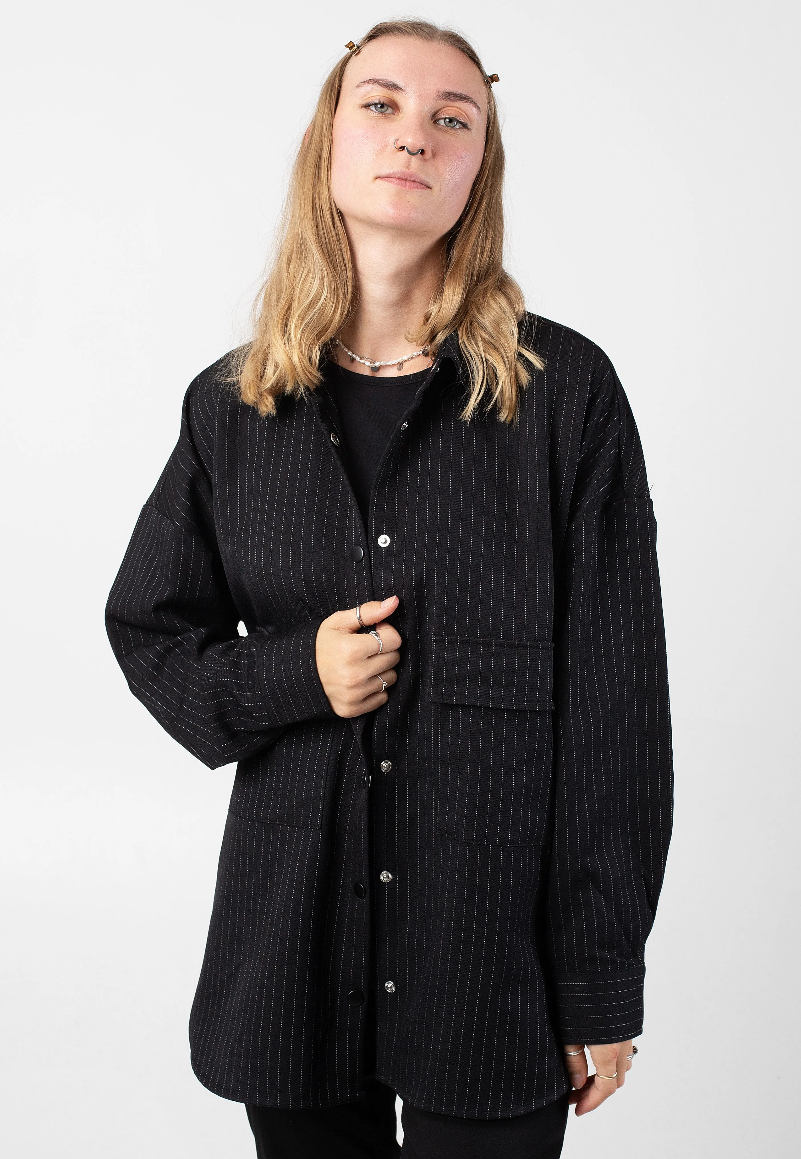 Noisy May - Dallas Pinstripe Black White - Blouse