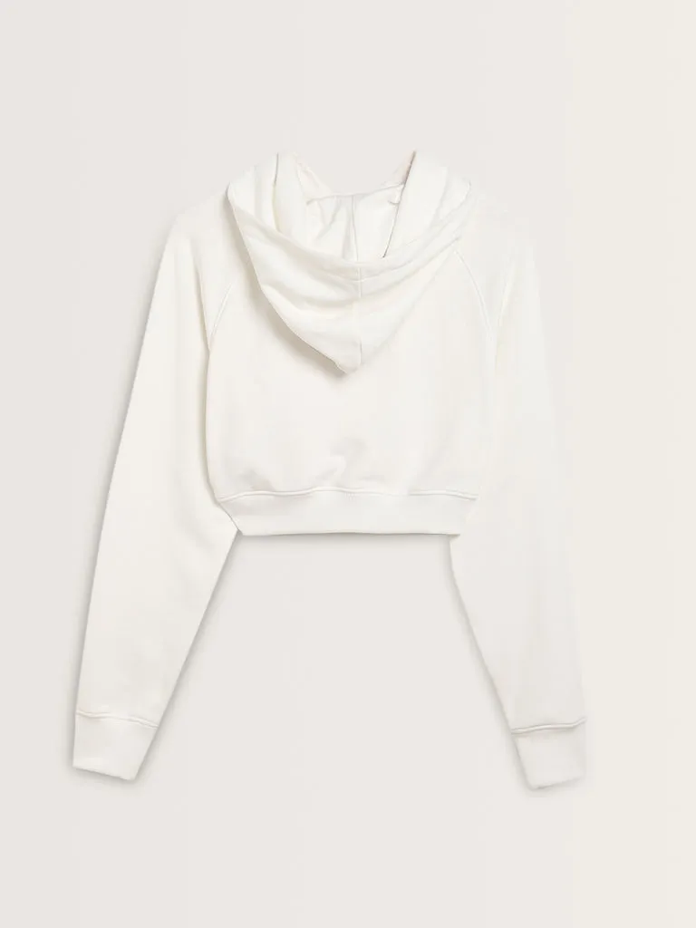 Nuon White Bow Printed Cotton Blend Sweatshirt