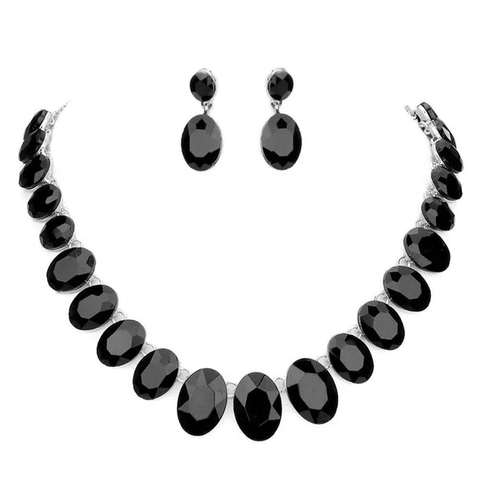 Oval Stone Link Evening Necklace