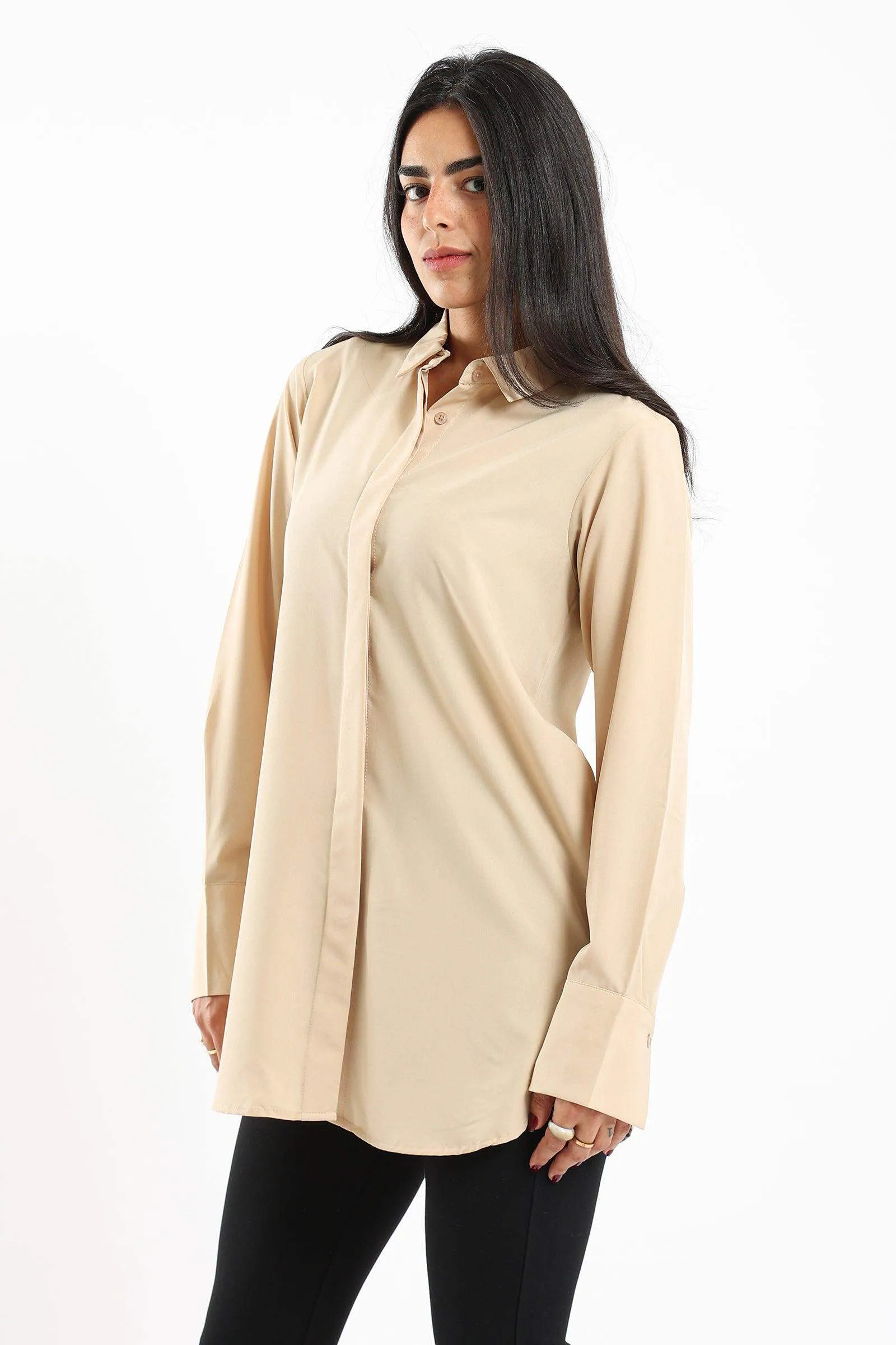 Oversized Cuffs Plain Shirt