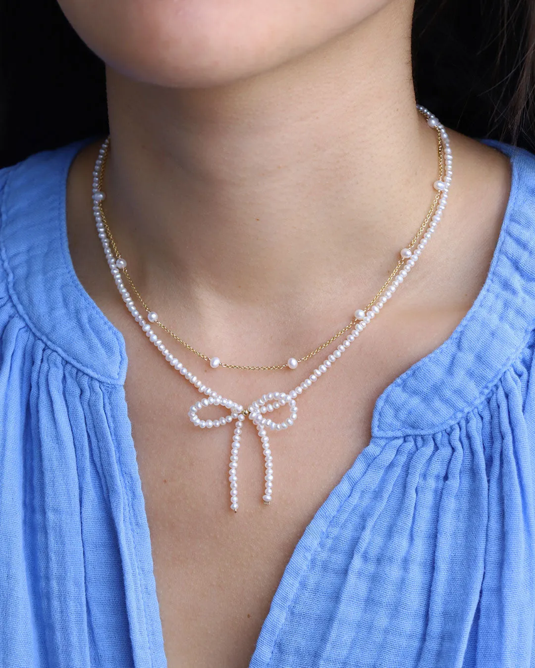 Pearl Bow Necklace