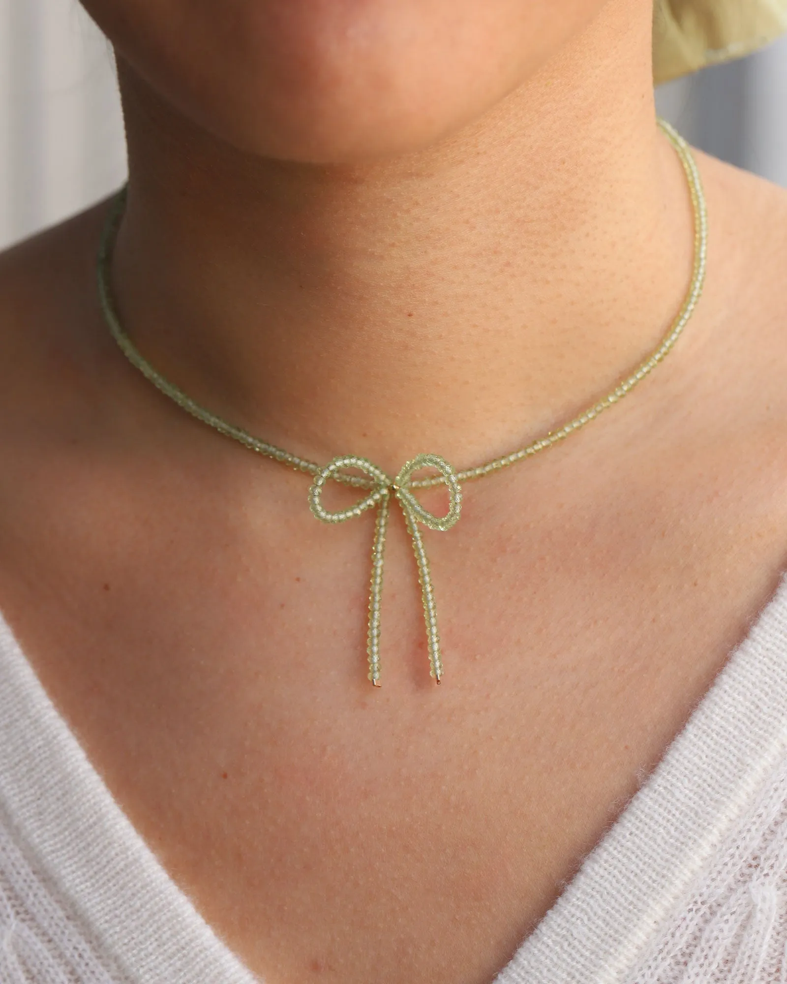 Peridot Bow Necklace