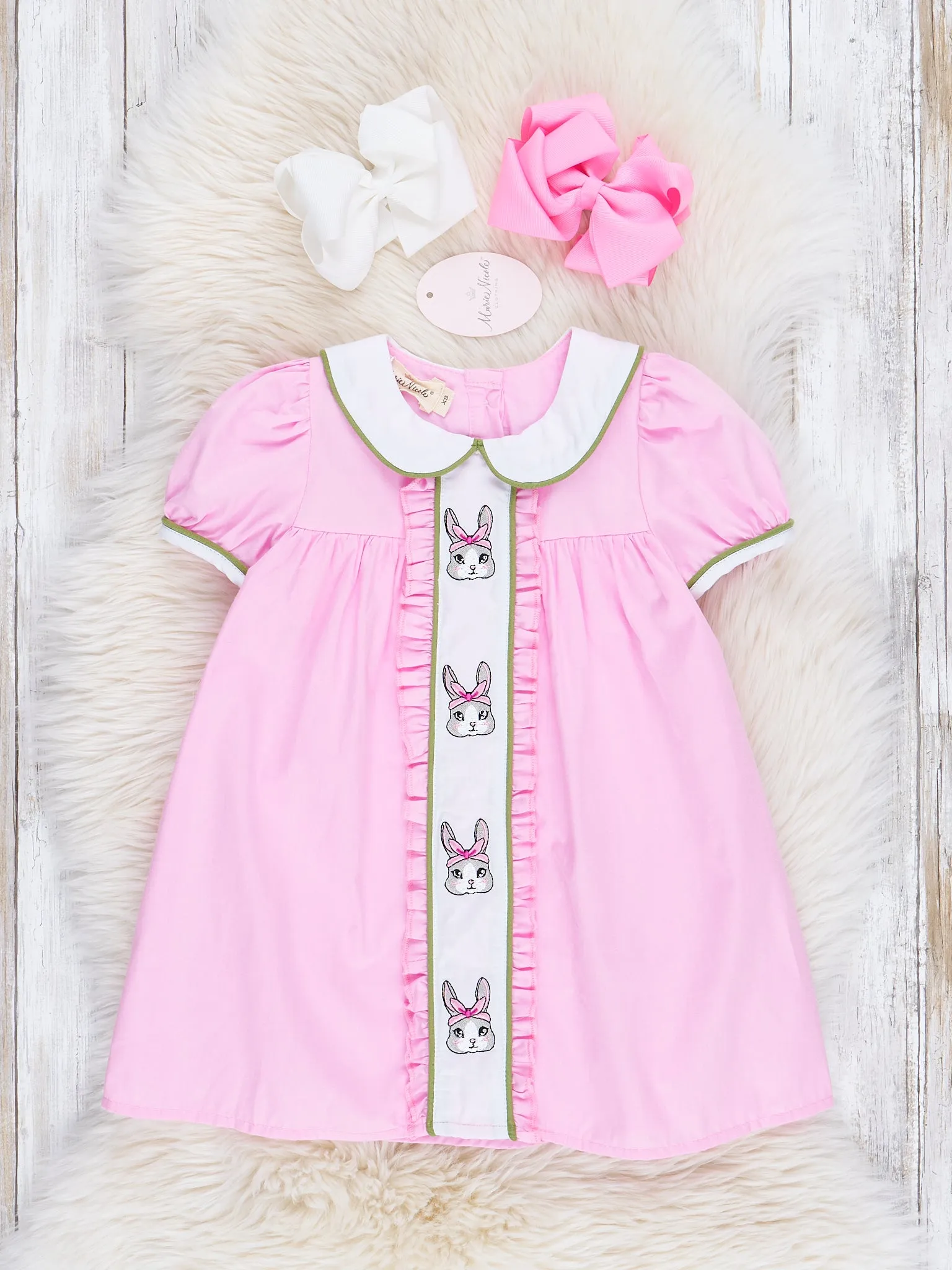 Pink Embroidered Bunny Dress