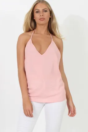 Pink V Neck Strappy back Detail Vest - Huyen