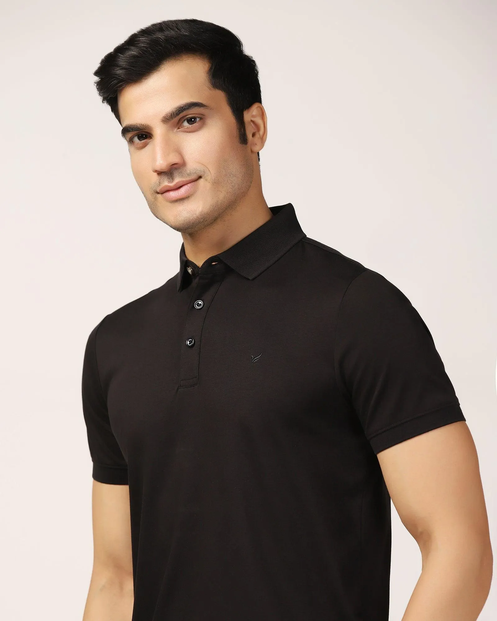 Polo Black Solid T-Shirt - Toll