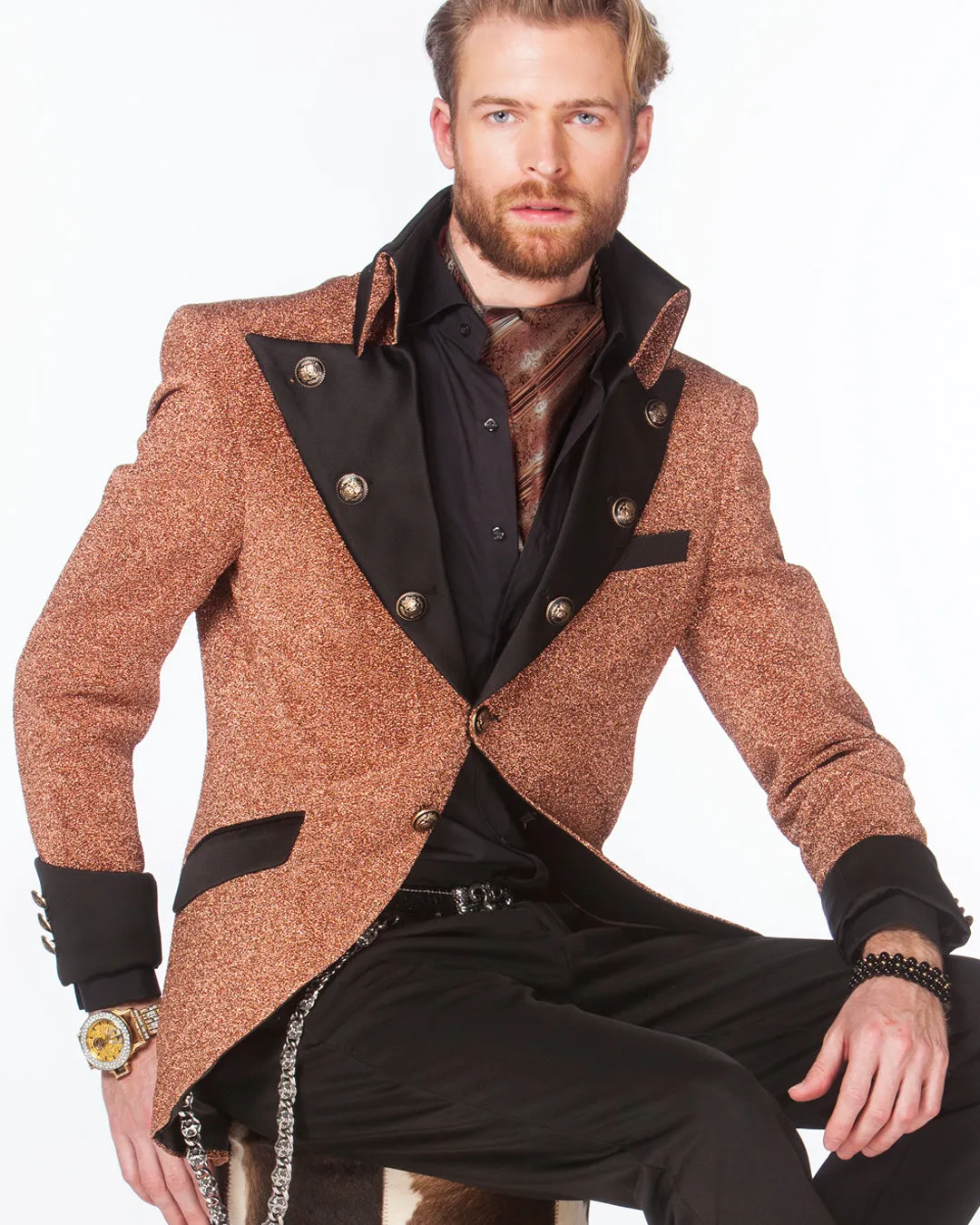 Prom Blazer - Prom Tuxedo - Lord Rose Gold - Semi Long Jacket