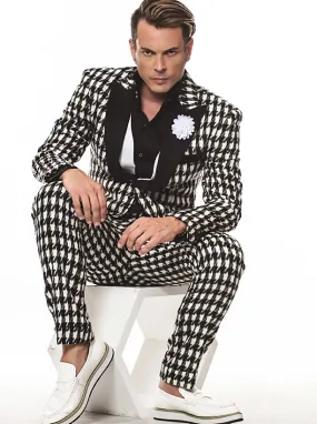 Prom Suits Houndstooth White and Black - Fashion Suits for Men