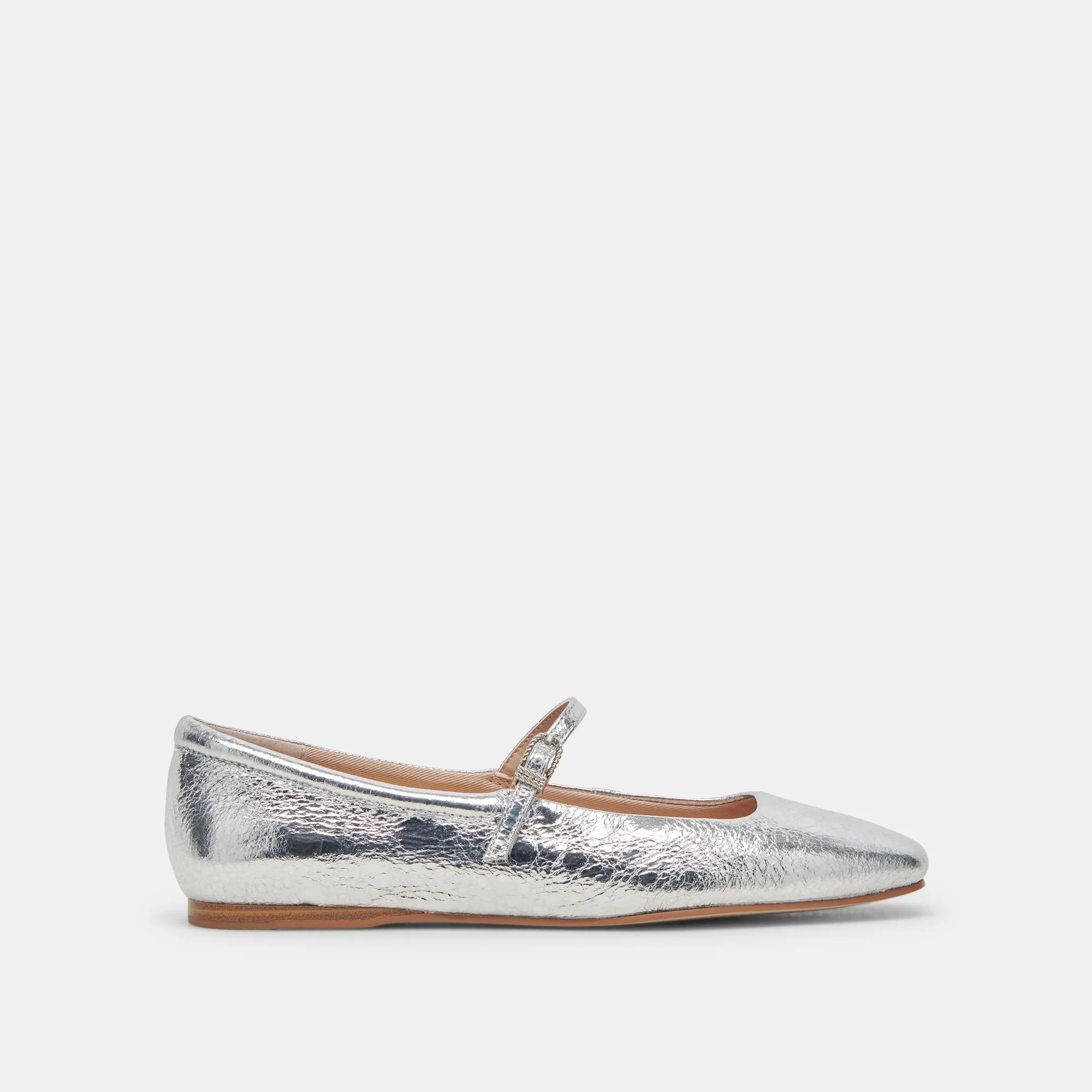 REYES BALLET FLATS SILVER DISTRESSED LEATHER