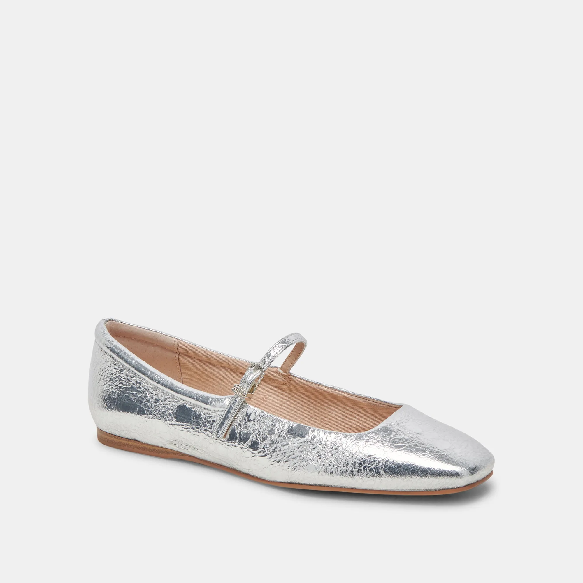 REYES BALLET FLATS SILVER DISTRESSED LEATHER