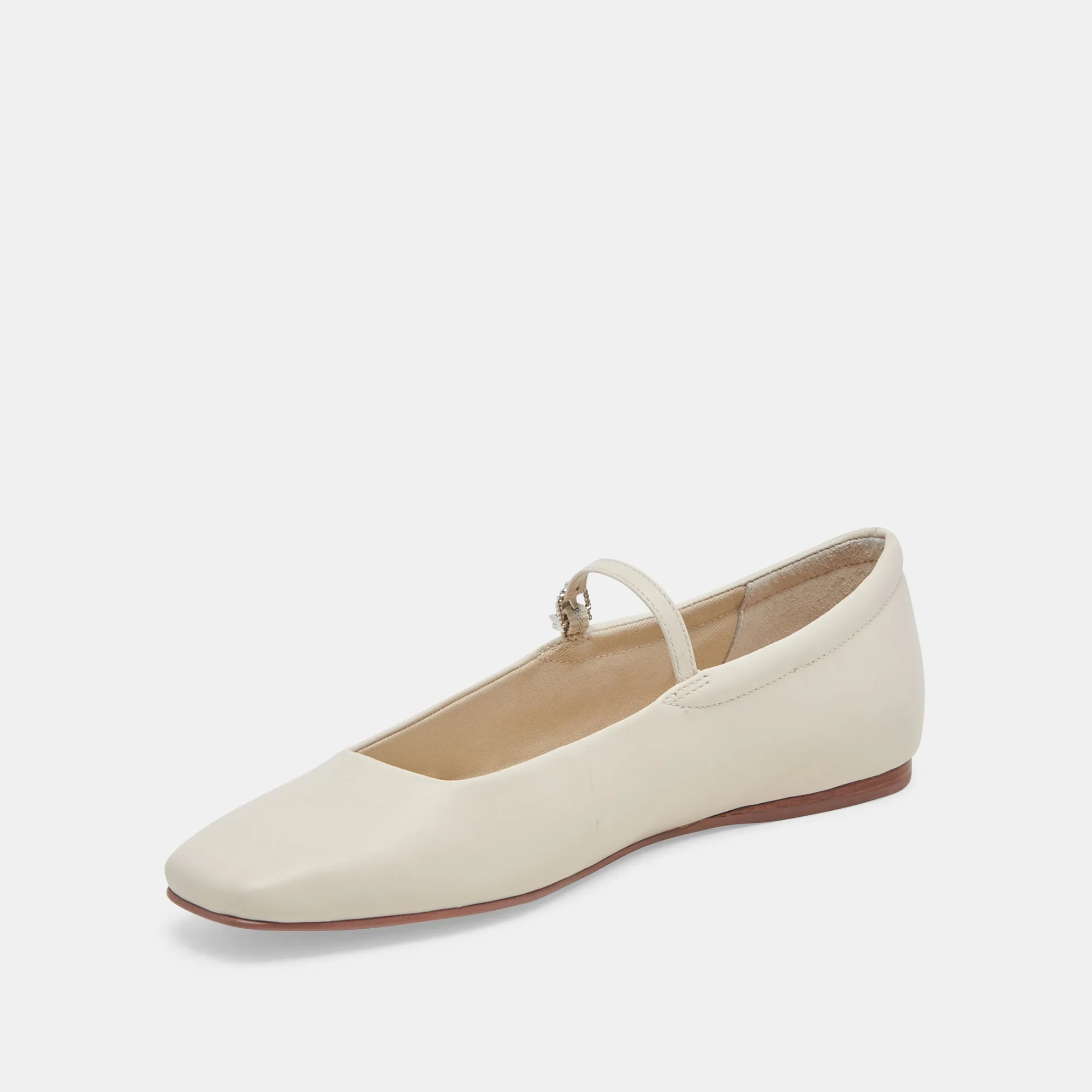 REYES WIDE BALLET FLATS IVORY LEATHER