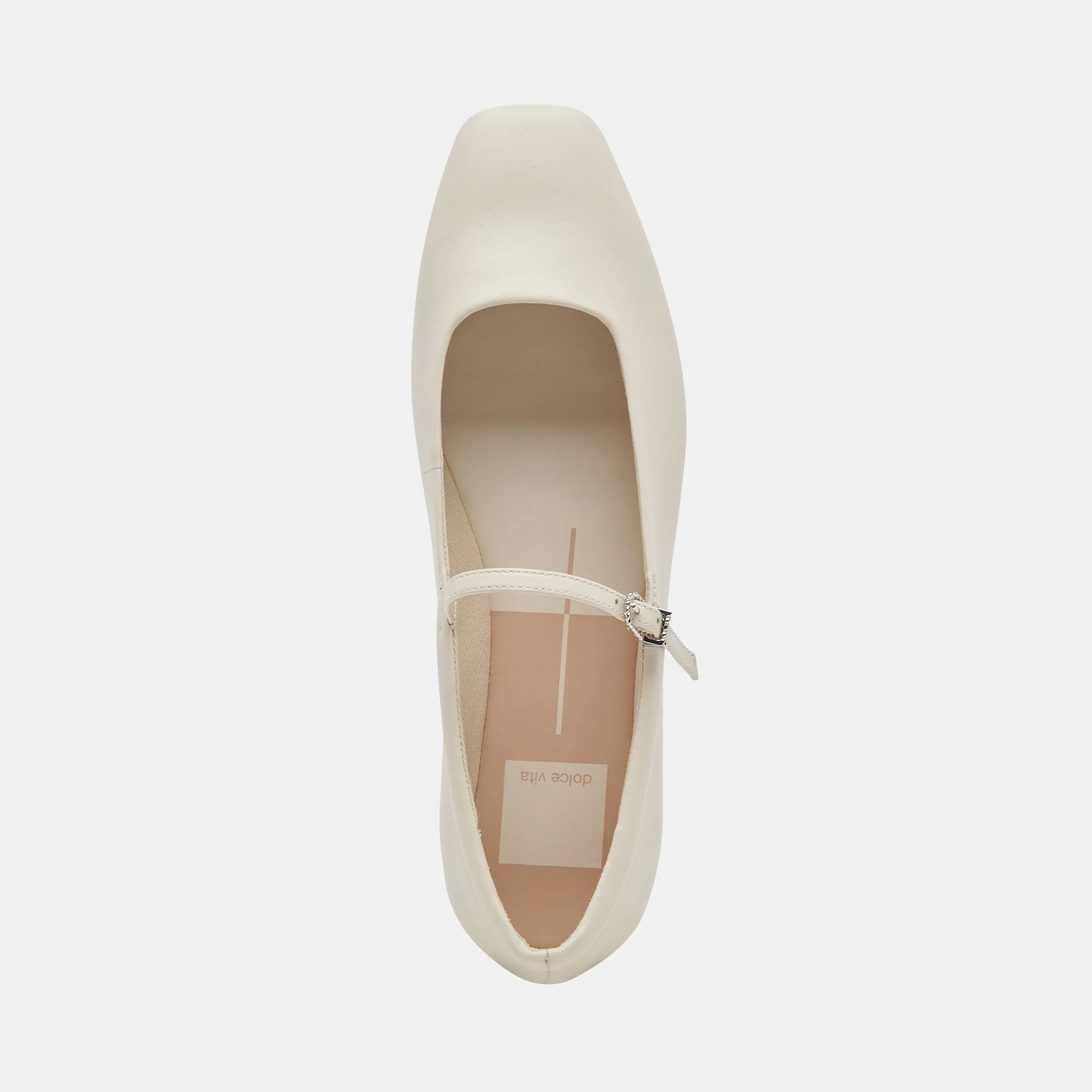 REYES WIDE BALLET FLATS IVORY LEATHER