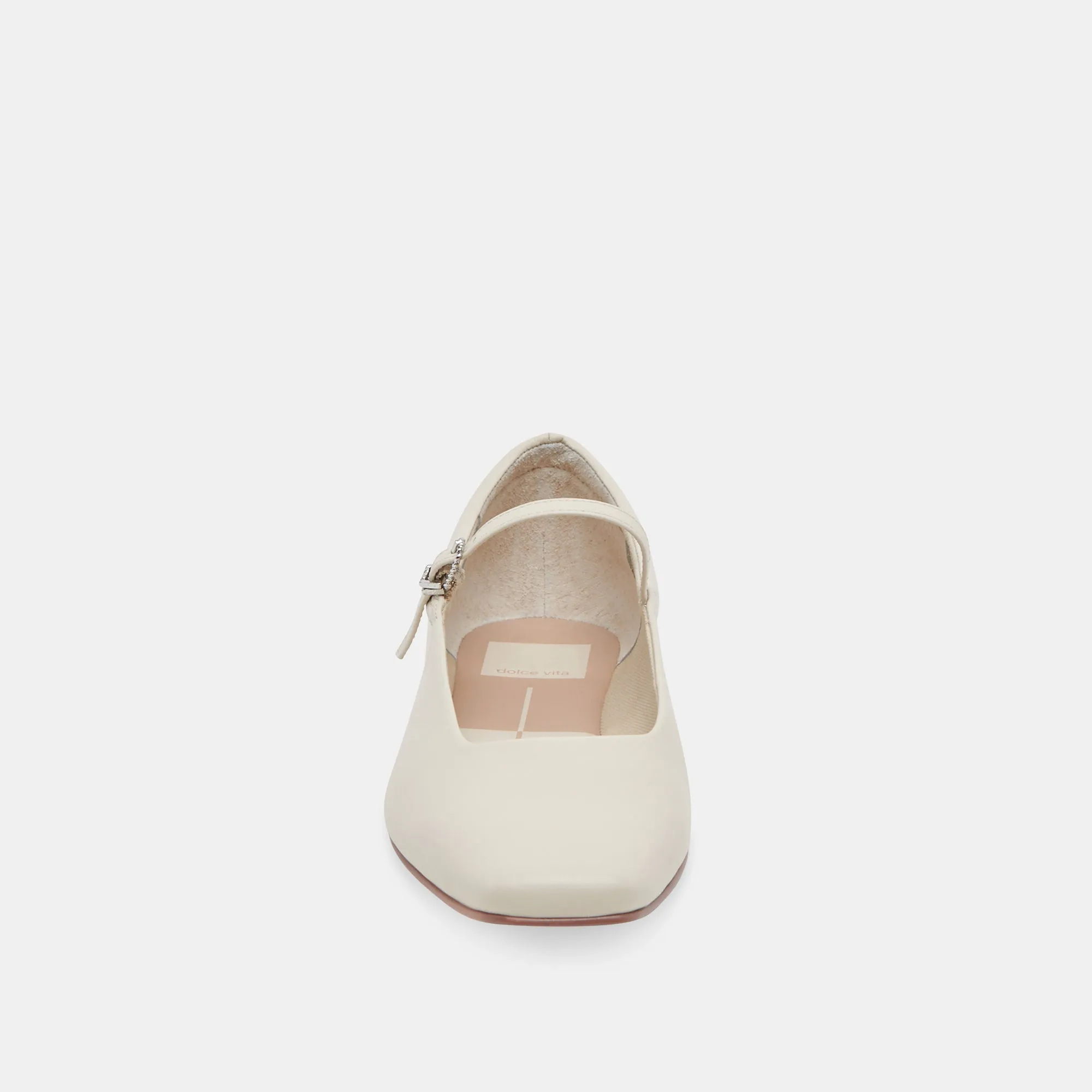 REYES WIDE BALLET FLATS IVORY LEATHER