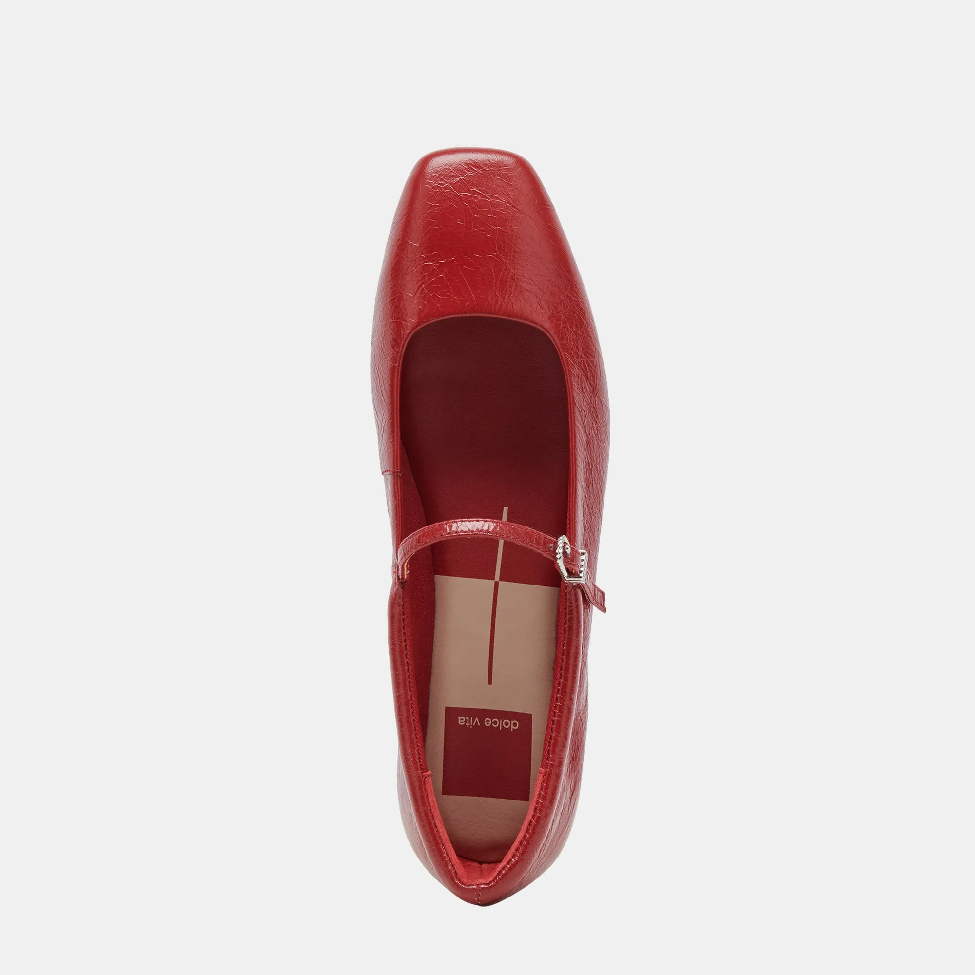 REYES WIDE BALLET FLATS RED CRINKLE PATENT