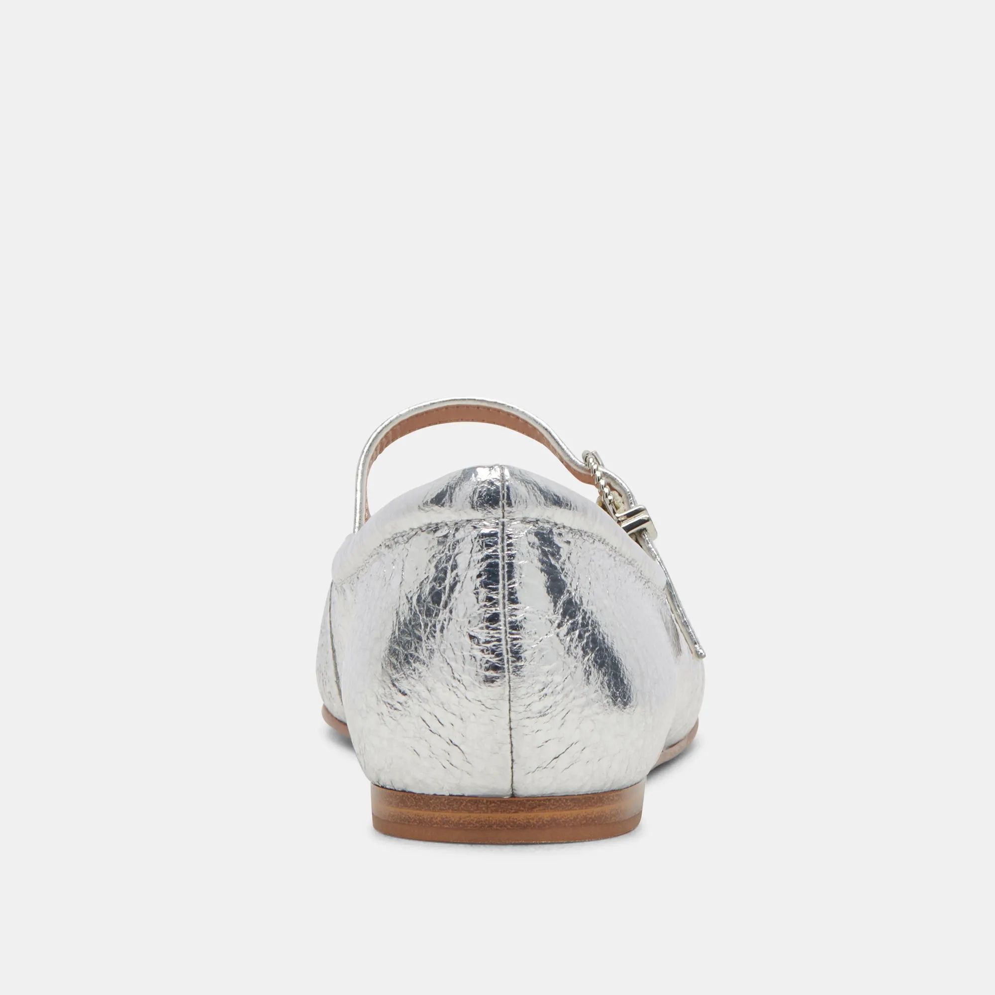 REYES WIDE BALLET FLATS SILVER DISTRESSED LEATHER