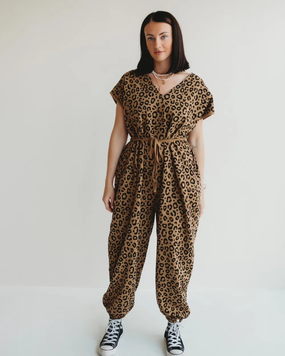 Rita Tie Back Mini Animal Print Jumpsuit