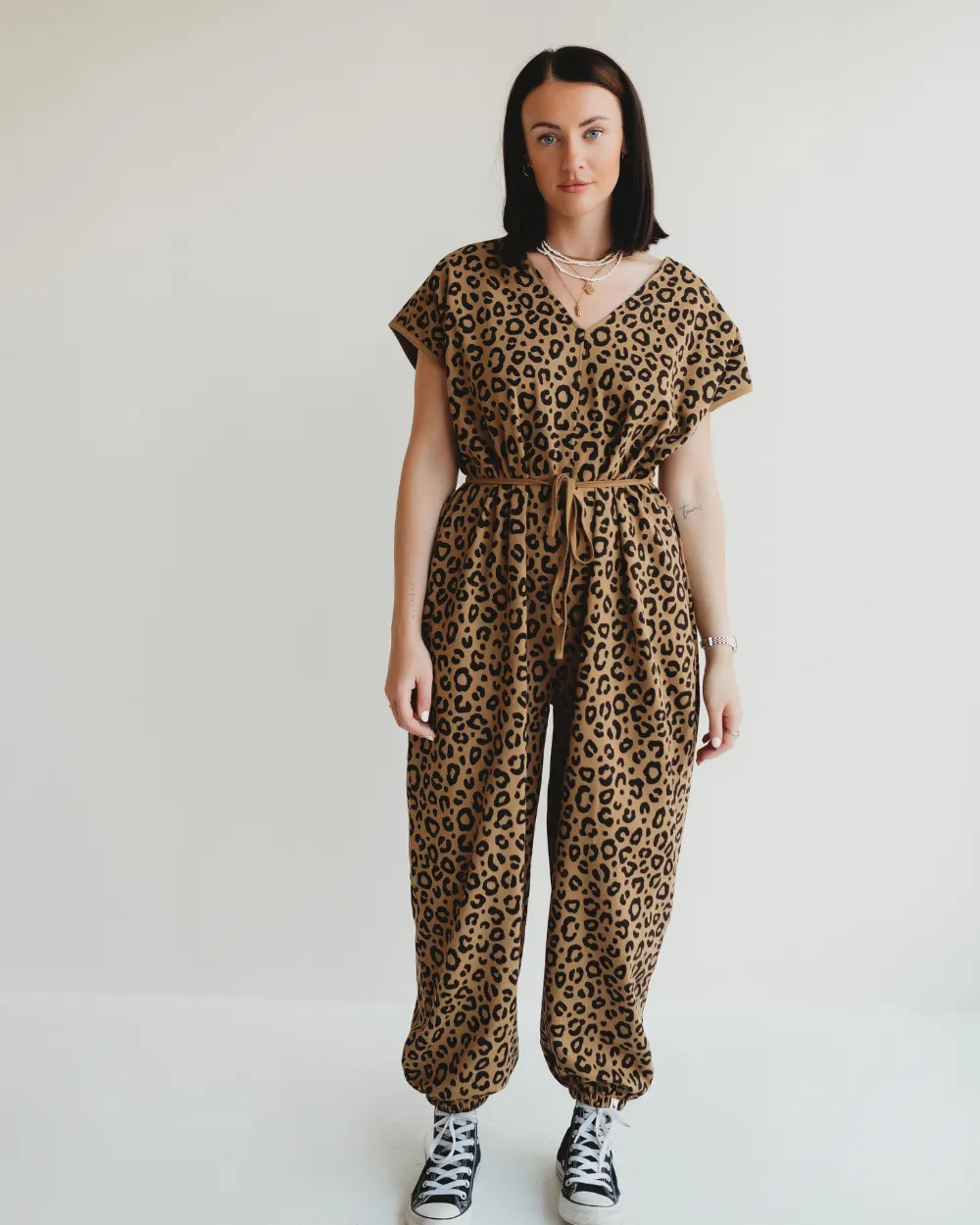 Rita Tie Back Mini Animal Print Jumpsuit