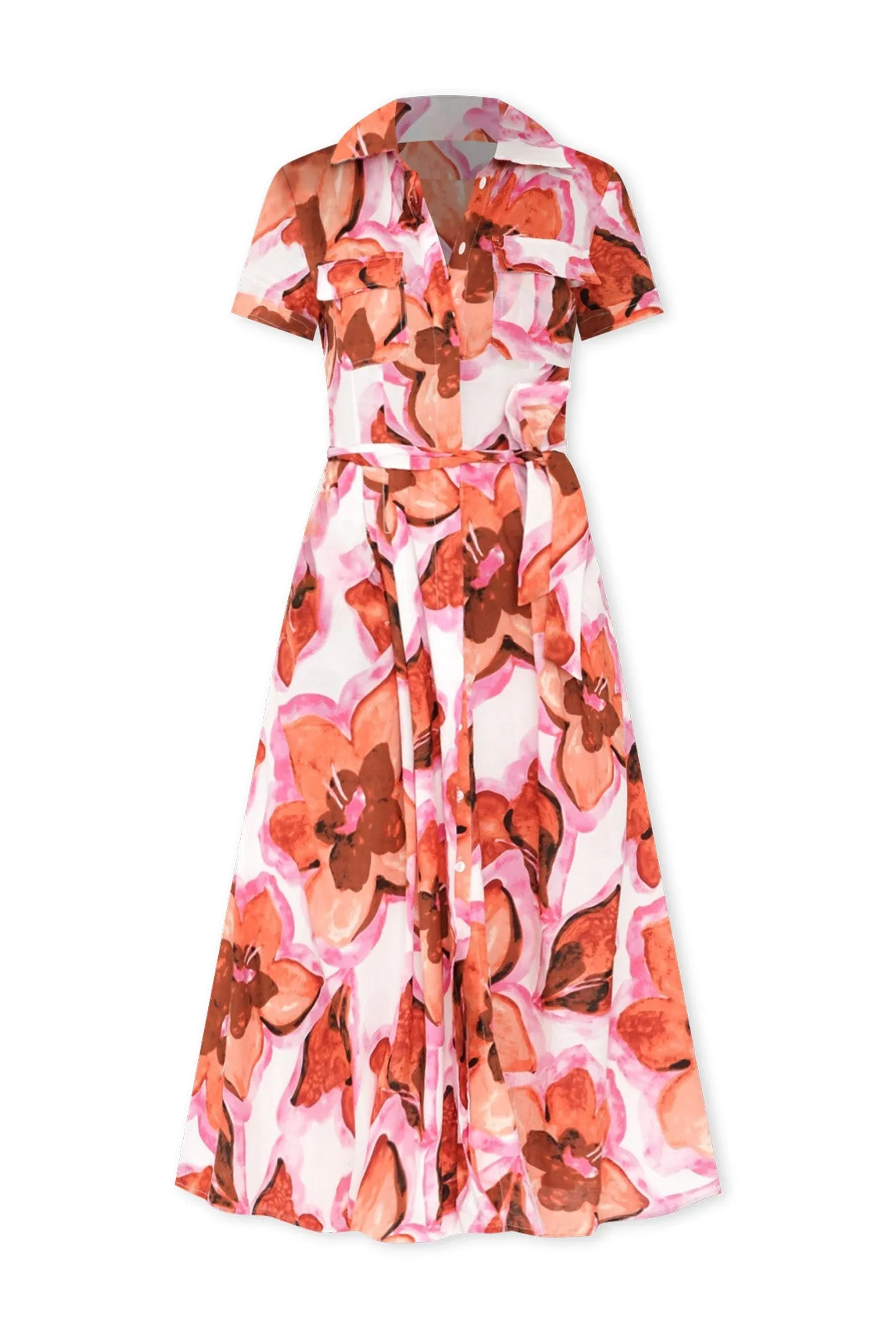 Rossellini Pink Floral Cotton Tie Dress