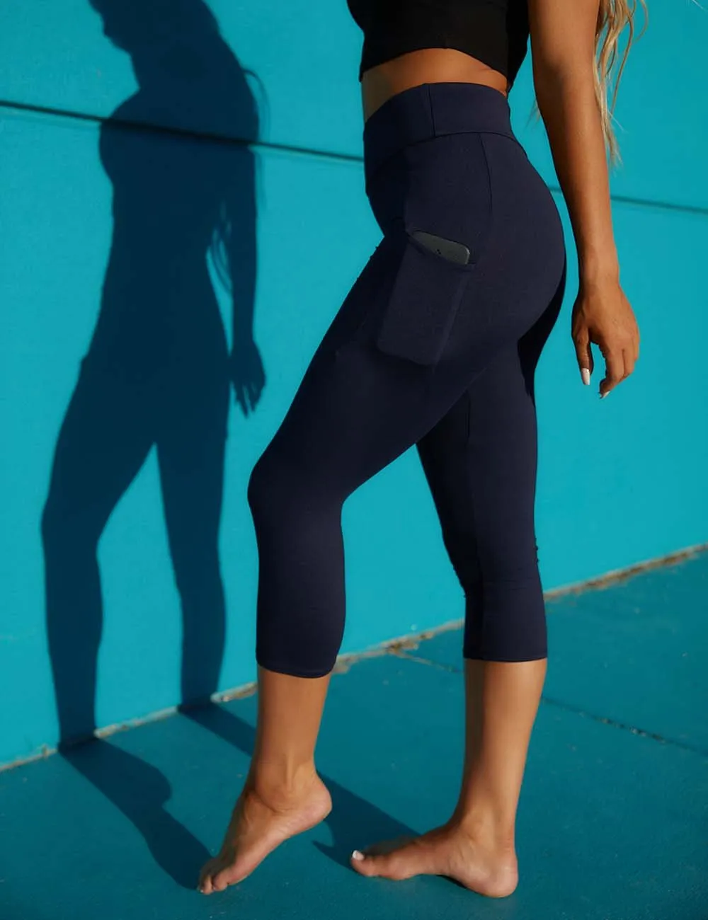 SA Exclusive Navy Pocket Capri Leggings