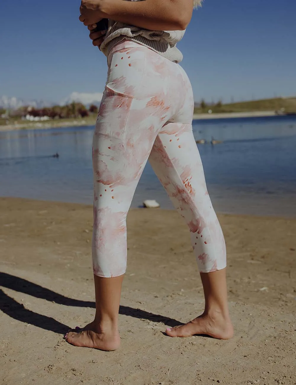 SA Exclusive Pink Tie Dye Capri Pocket Leggings