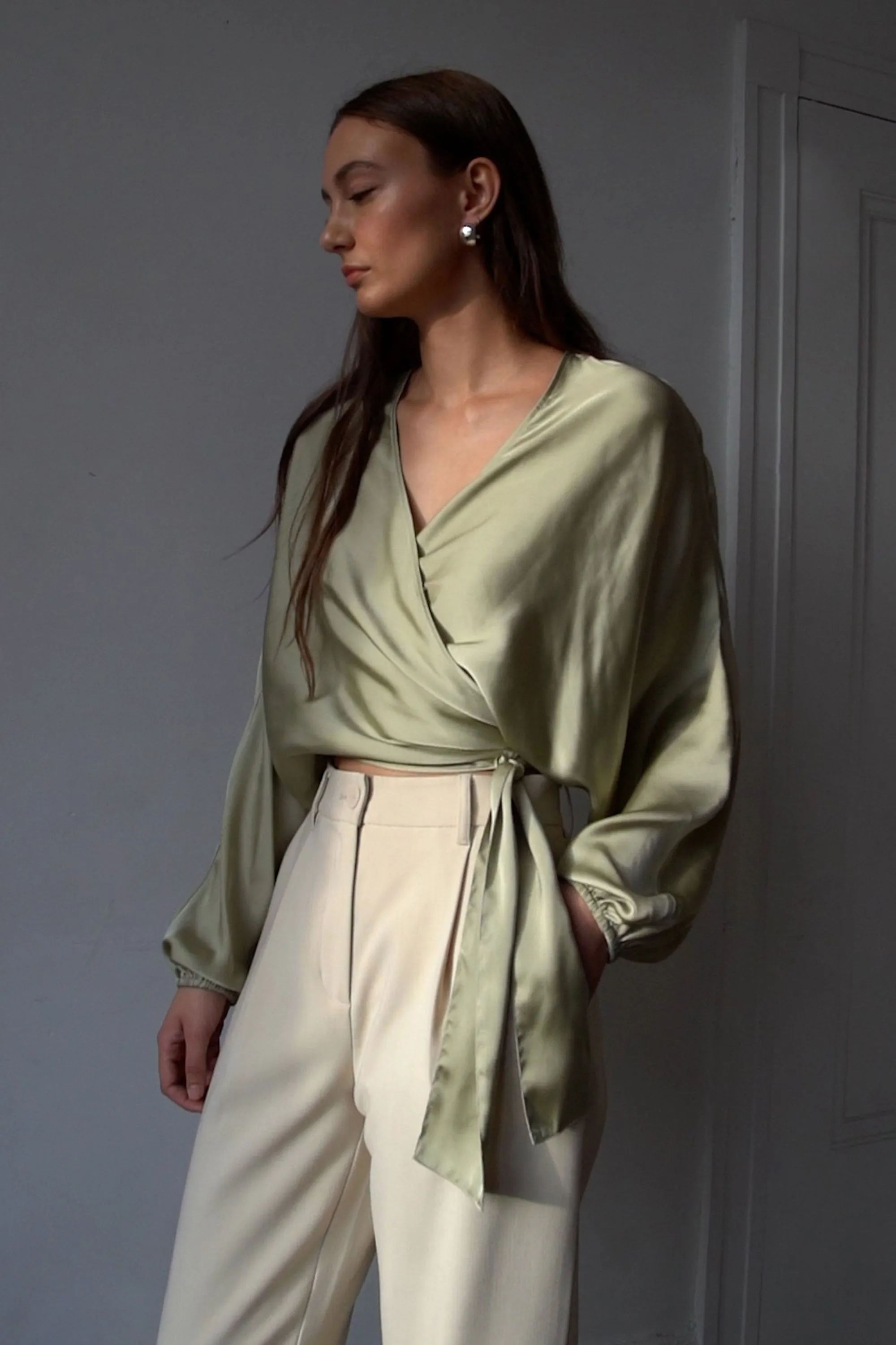 SATIN WRAP BLOUSE