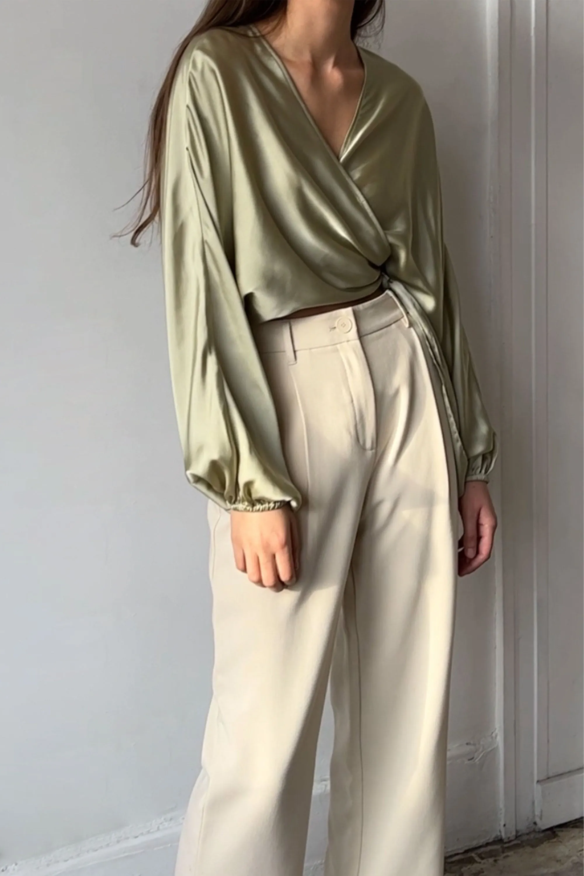 SATIN WRAP BLOUSE