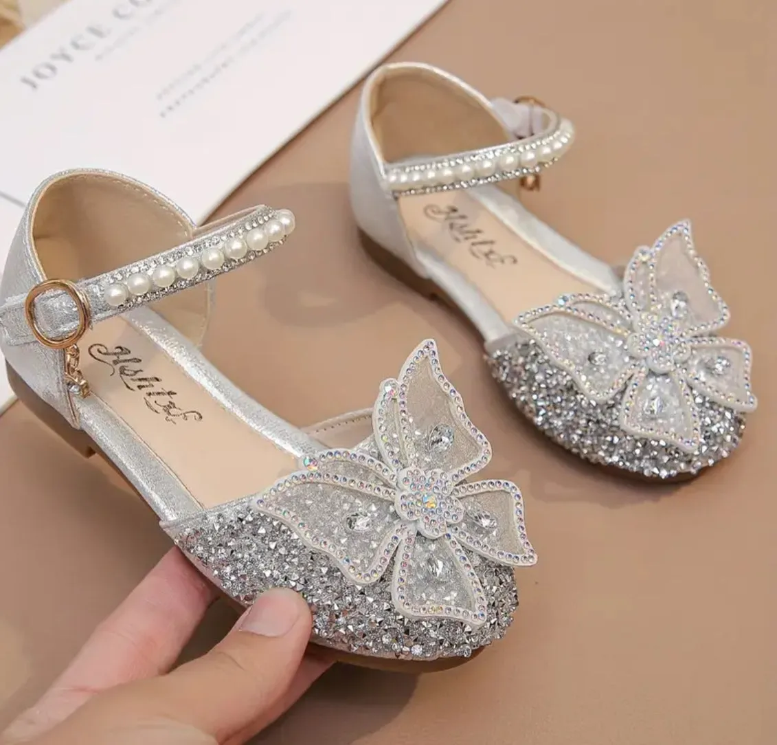 “Shiny Pearls” Rhinestone Butterfly, Breathable Lightweight Dress Shoes 