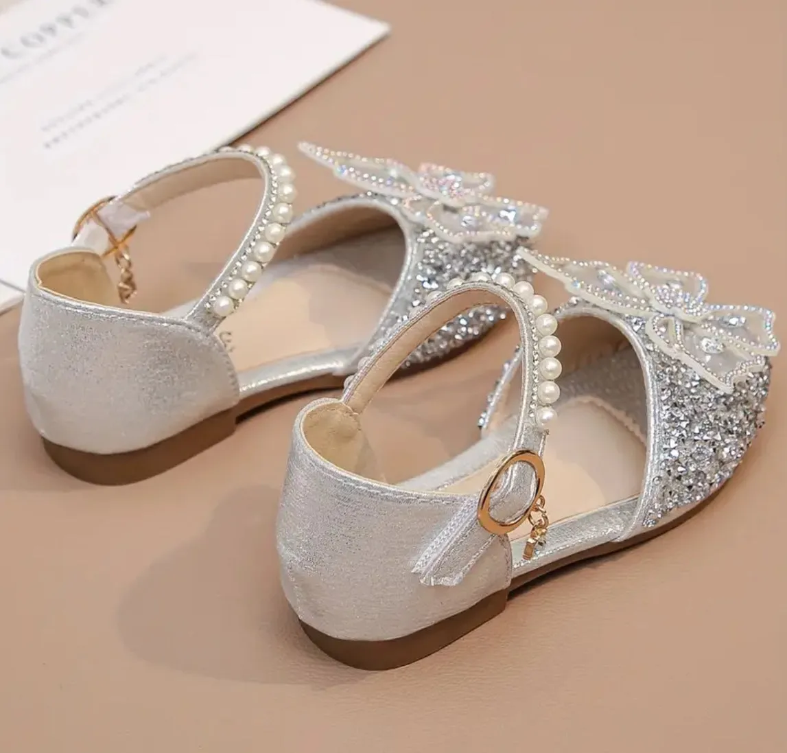 “Shiny Pearls” Rhinestone Butterfly, Breathable Lightweight Dress Shoes 