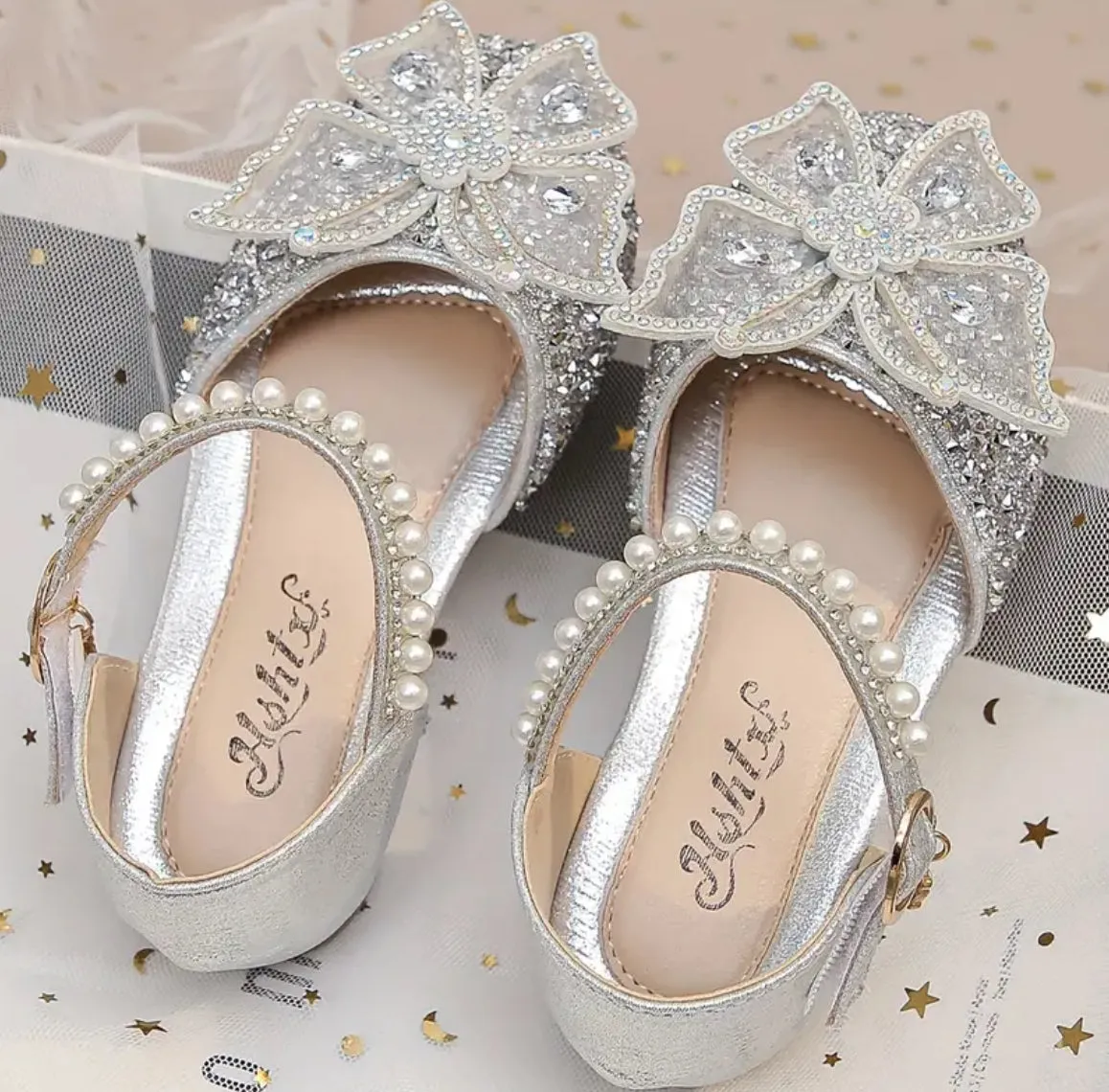 “Shiny Pearls” Rhinestone Butterfly, Breathable Lightweight Dress Shoes 