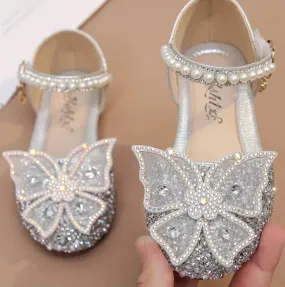 “Shiny Pearls” Rhinestone Butterfly, Breathable Lightweight Dress Shoes 