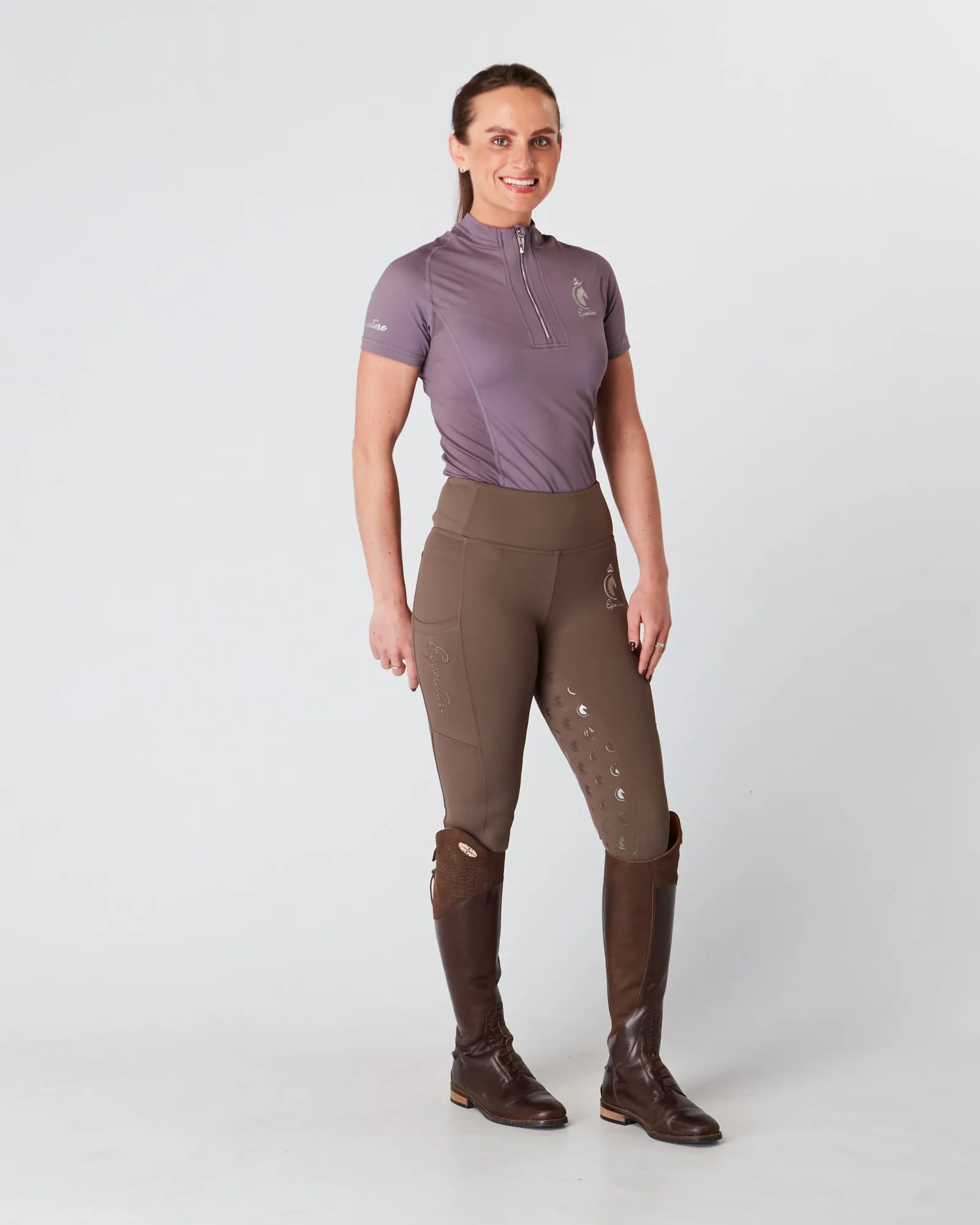 Short Sleeve Equestrian Technical Base Layer - DUSTY MAUVE