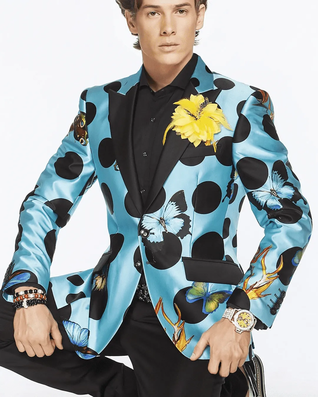 Silk Blazer for men- Dot Butterfly - Prom - Tuxedo - Blazers