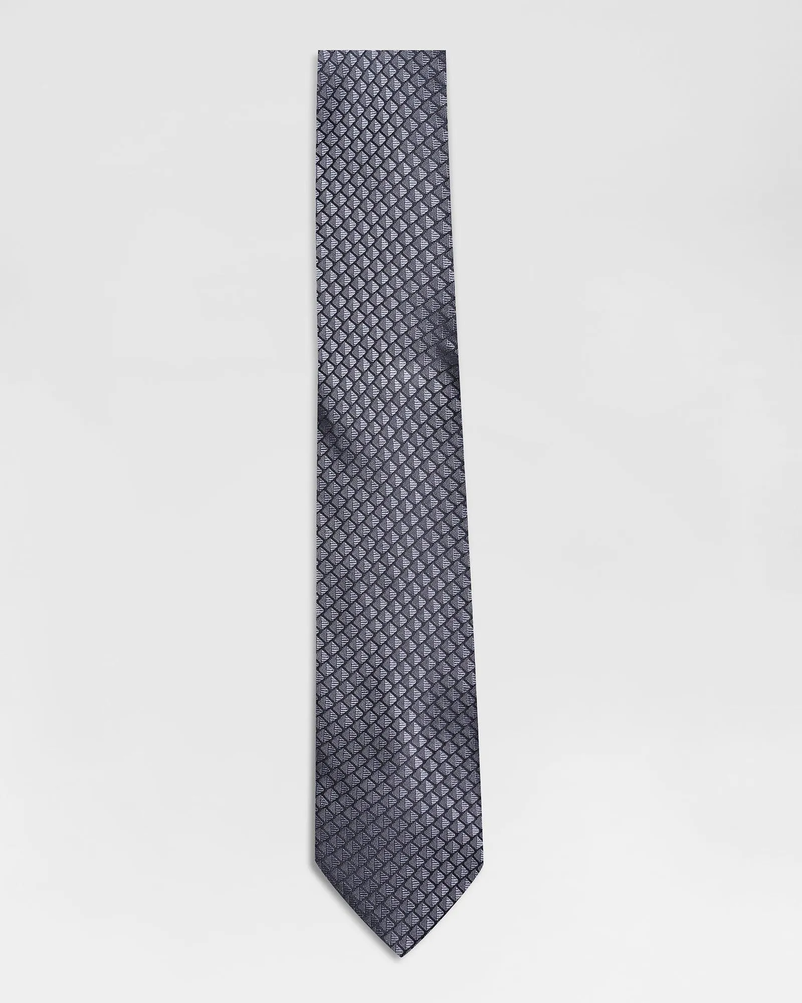 Silk Grey Printed Tie - Rose