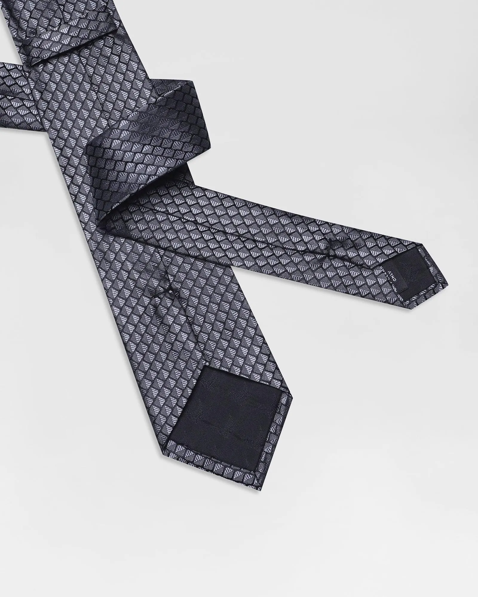 Silk Grey Printed Tie - Rose