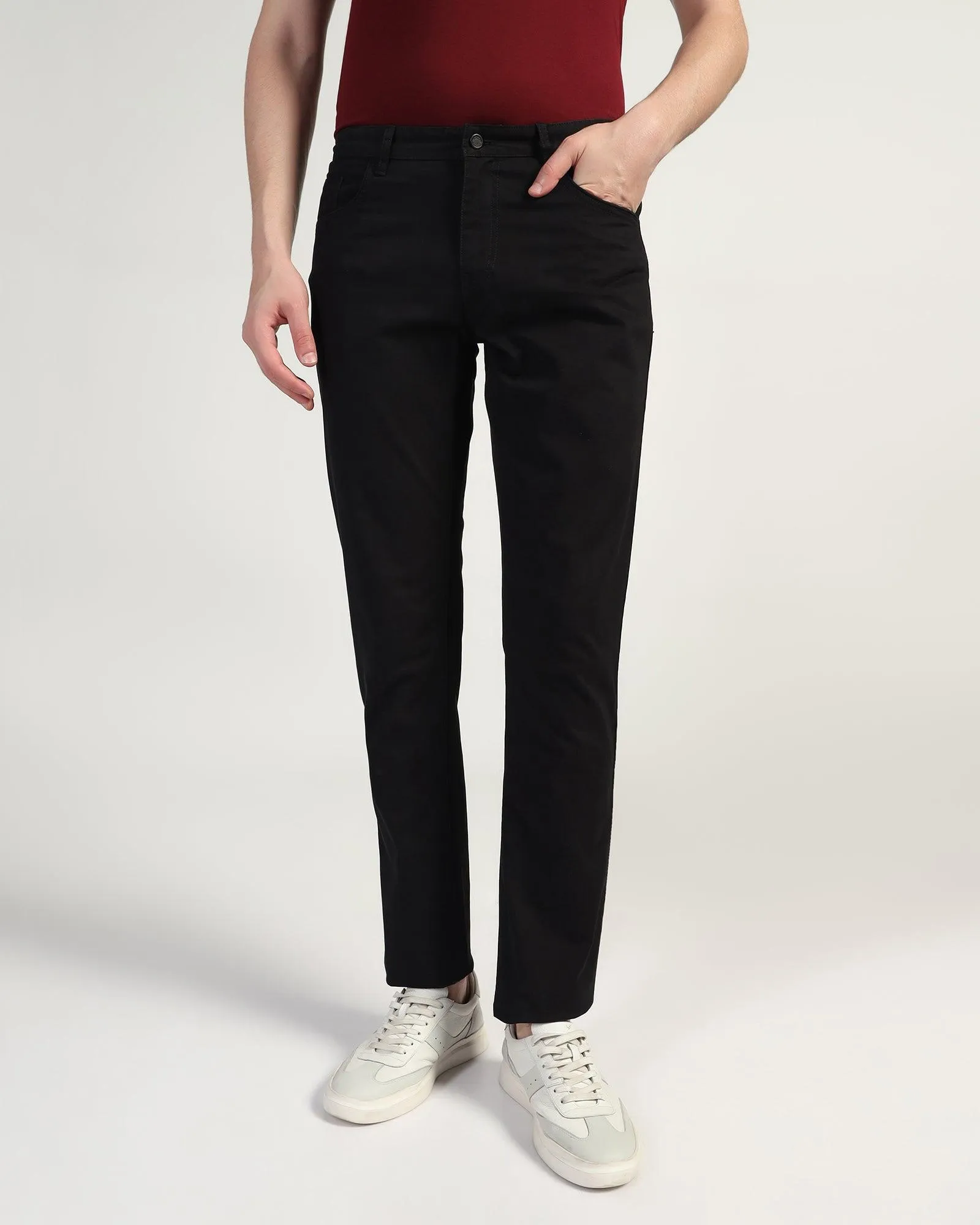 Slim Comfort B-95 Casual Black Solid Khakis - Dab