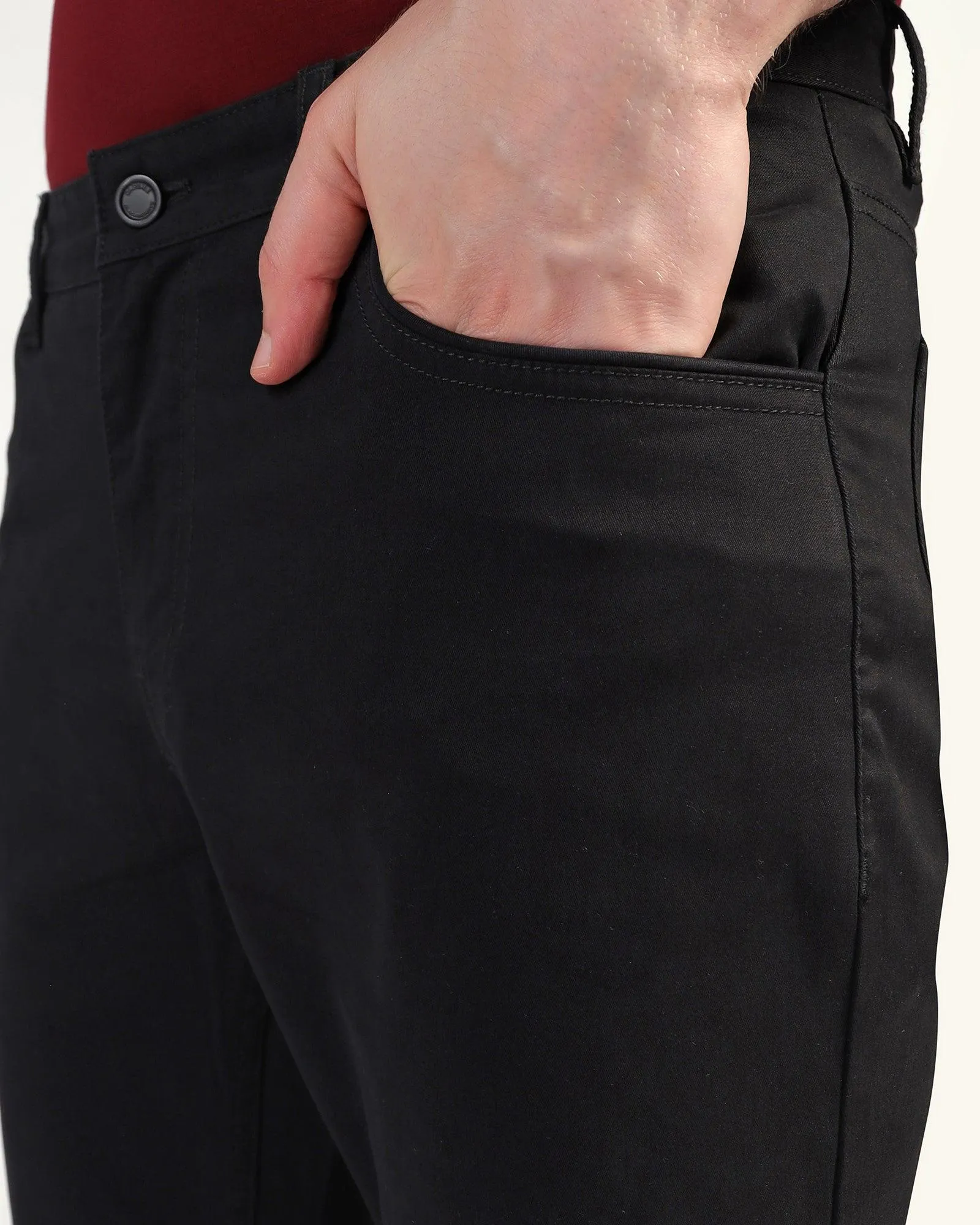 Slim Comfort B-95 Casual Black Solid Khakis - Dab