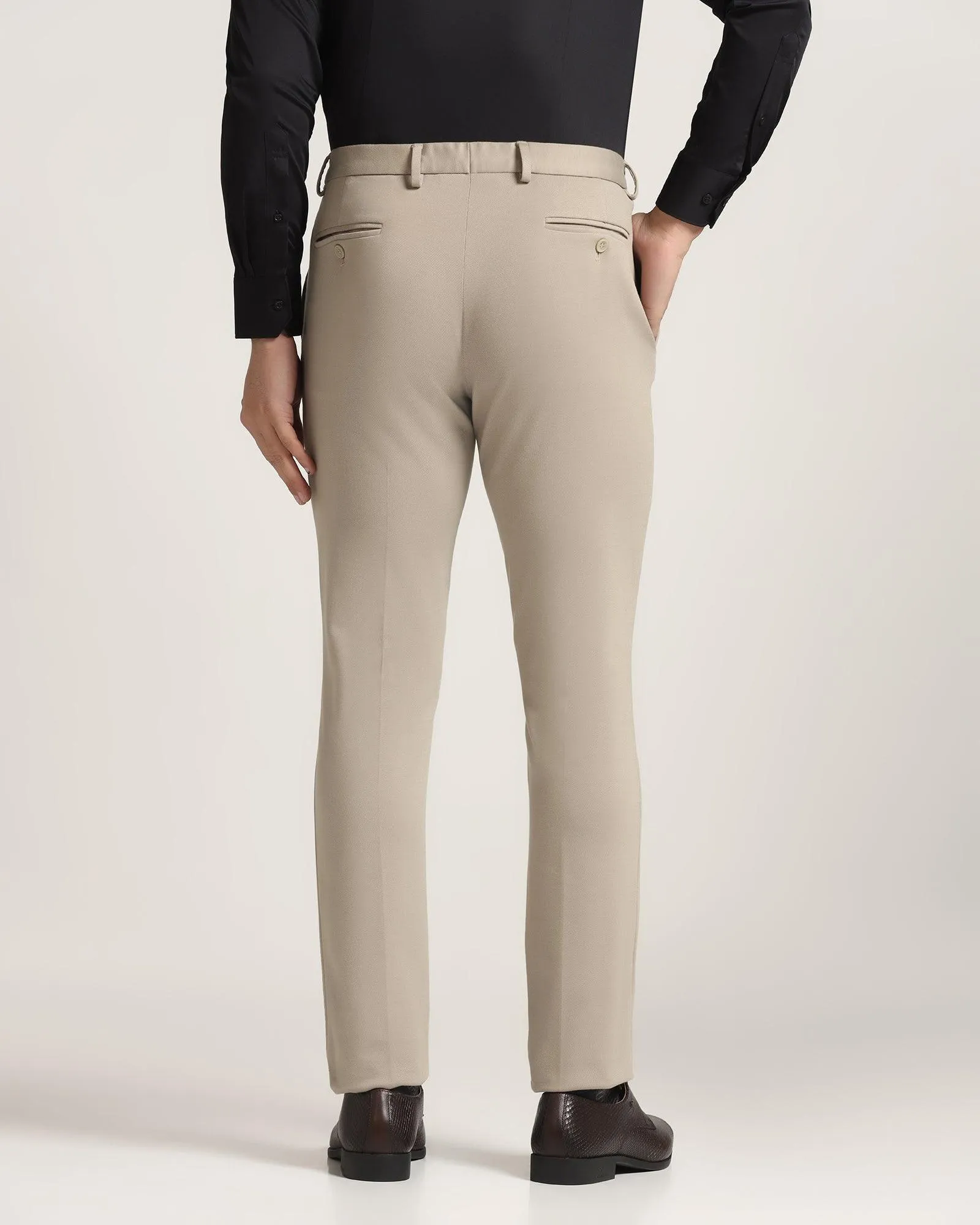 Slim Comfort B-95 Formal Beige Textured Trouser - Easter