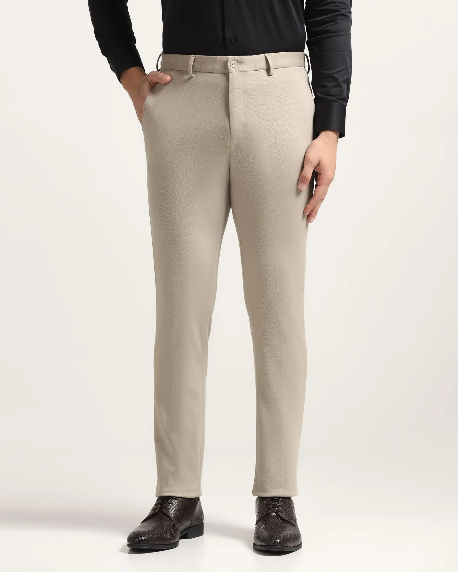 Slim Comfort B-95 Formal Beige Textured Trouser - Easter