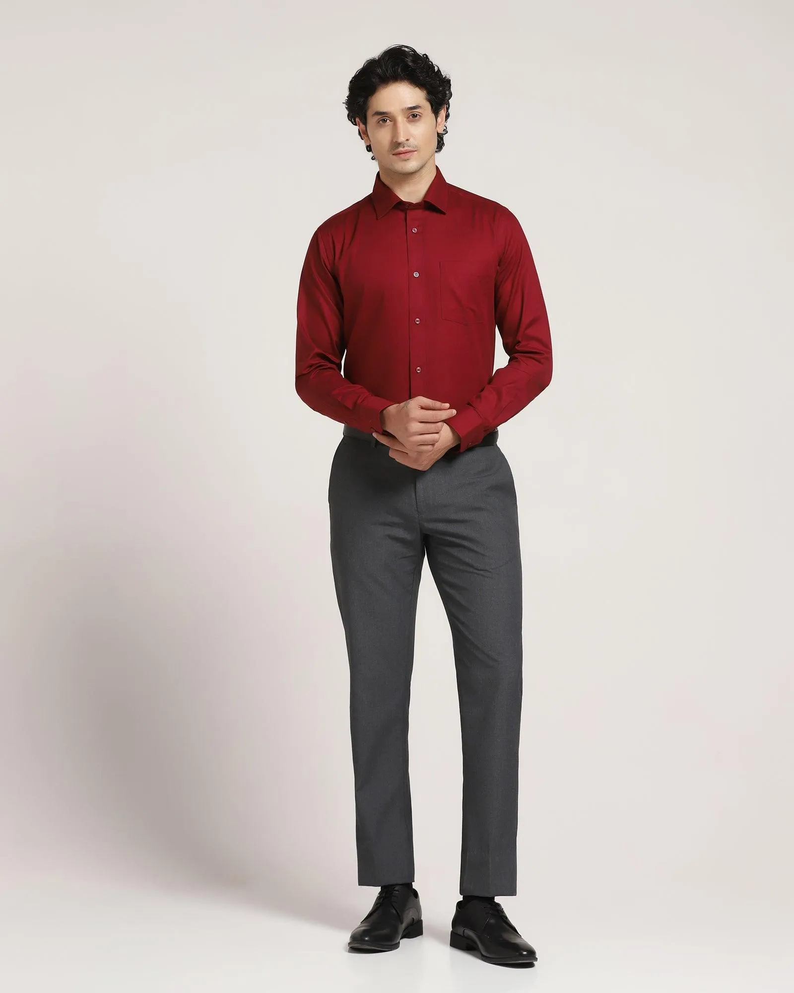 Slim Comfort B-95 Formal Grey Solid Trouser - Angel