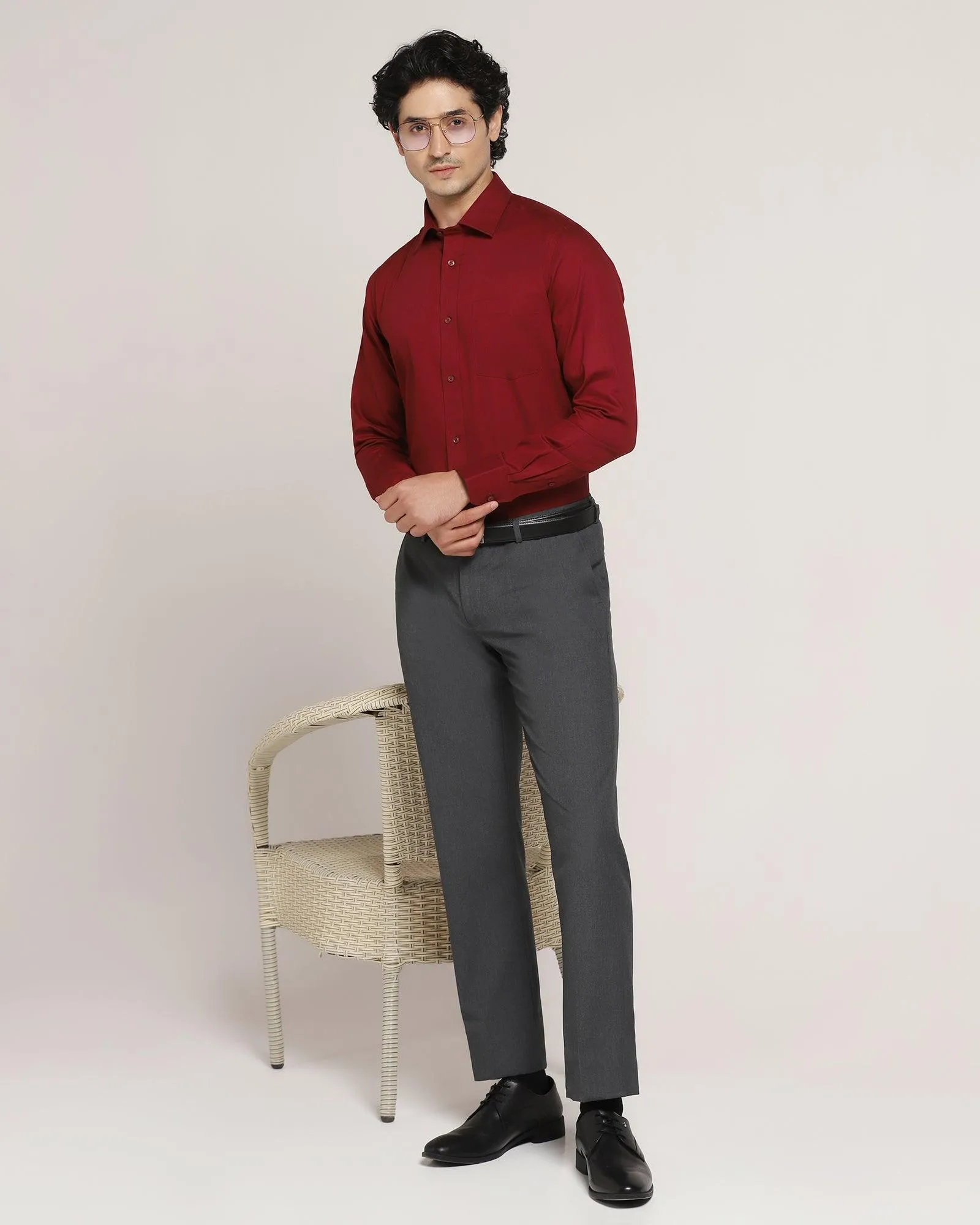 Slim Comfort B-95 Formal Grey Solid Trouser - Angel