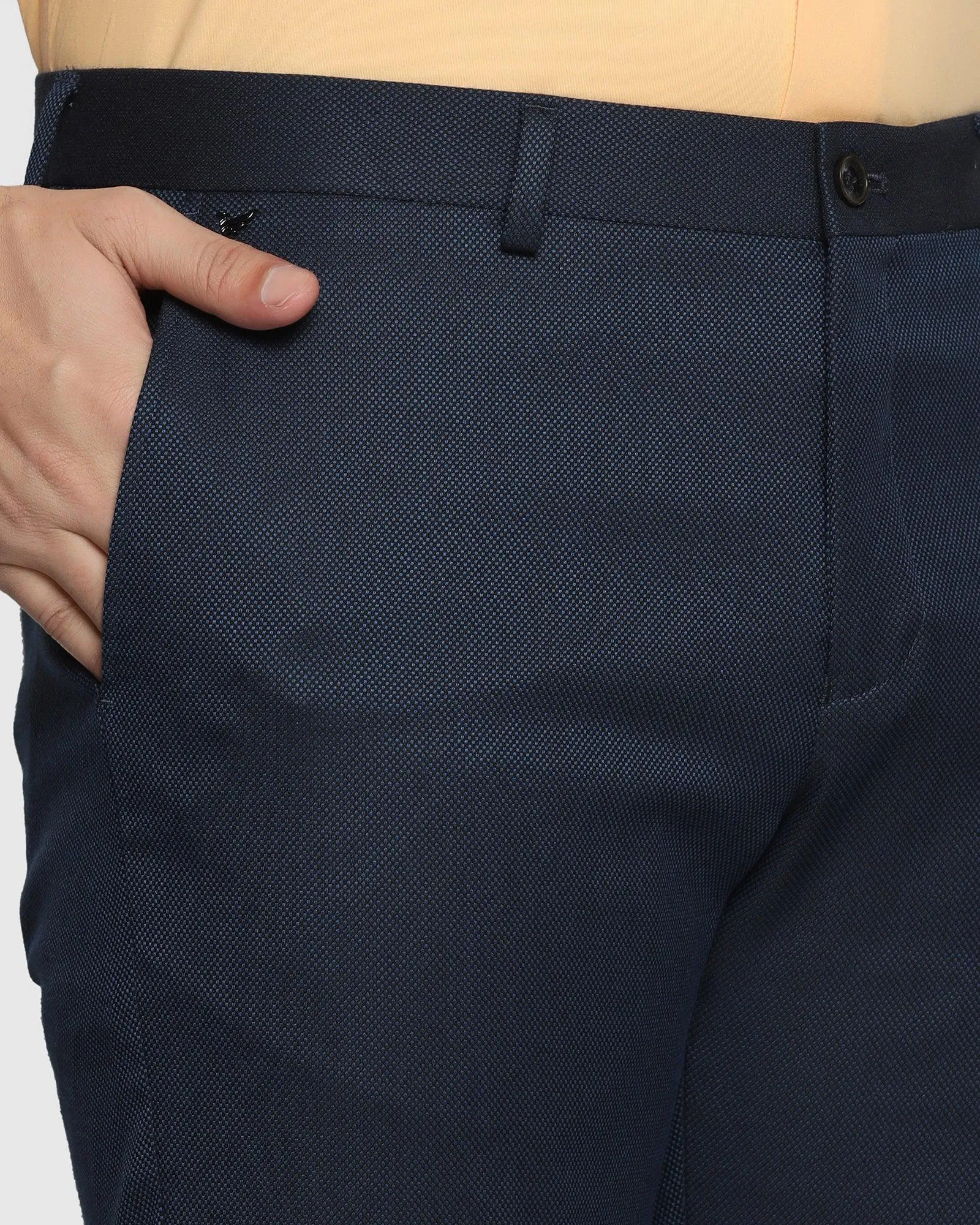 Slim Comfort B-95 Formal Navy Textured Trouser - Welta