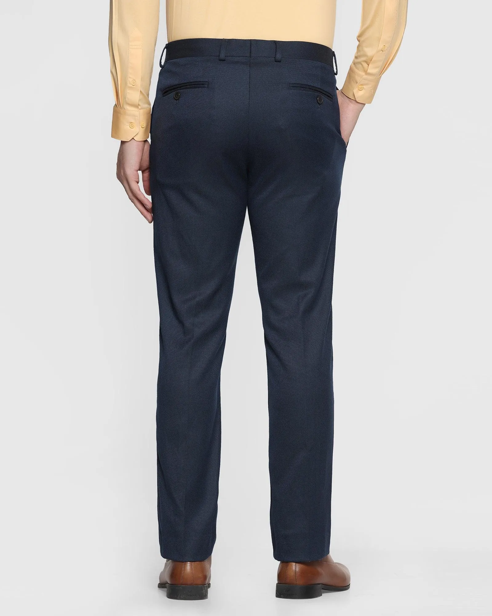 Slim Comfort B-95 Formal Navy Textured Trouser - Welta