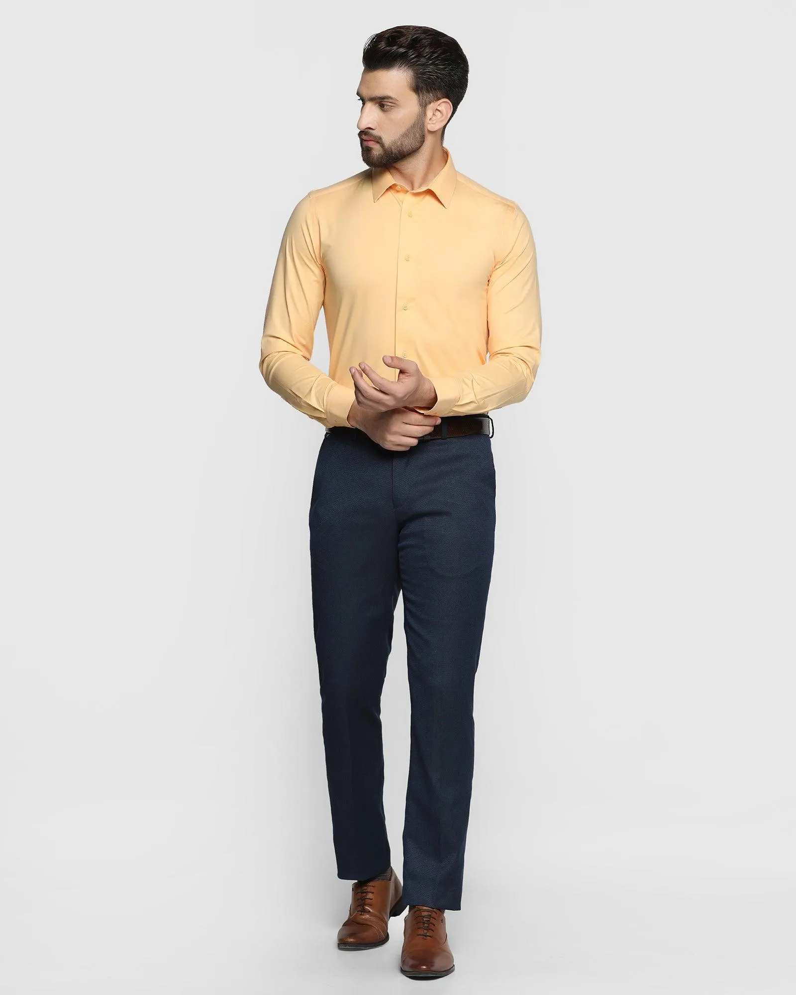 Slim Comfort B-95 Formal Navy Textured Trouser - Welta