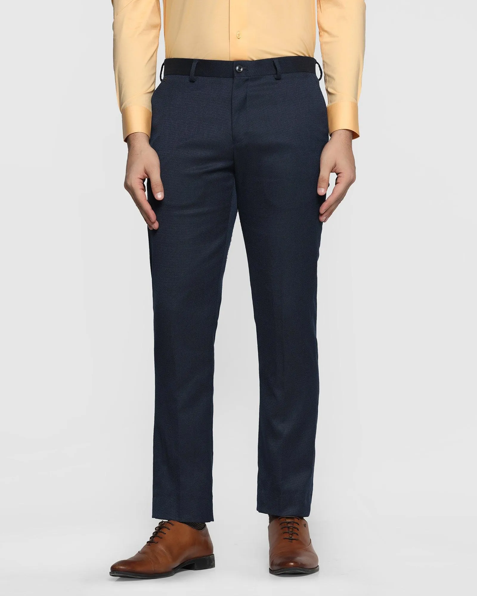 Slim Comfort B-95 Formal Navy Textured Trouser - Welta