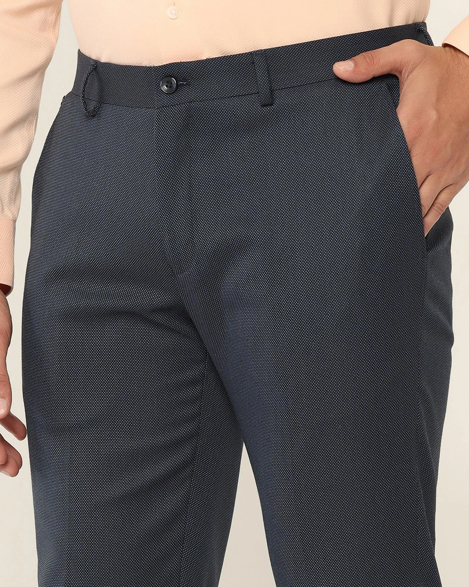 Slim Comfort B-95 Formal Royal Blue Textured Trouser - Wall