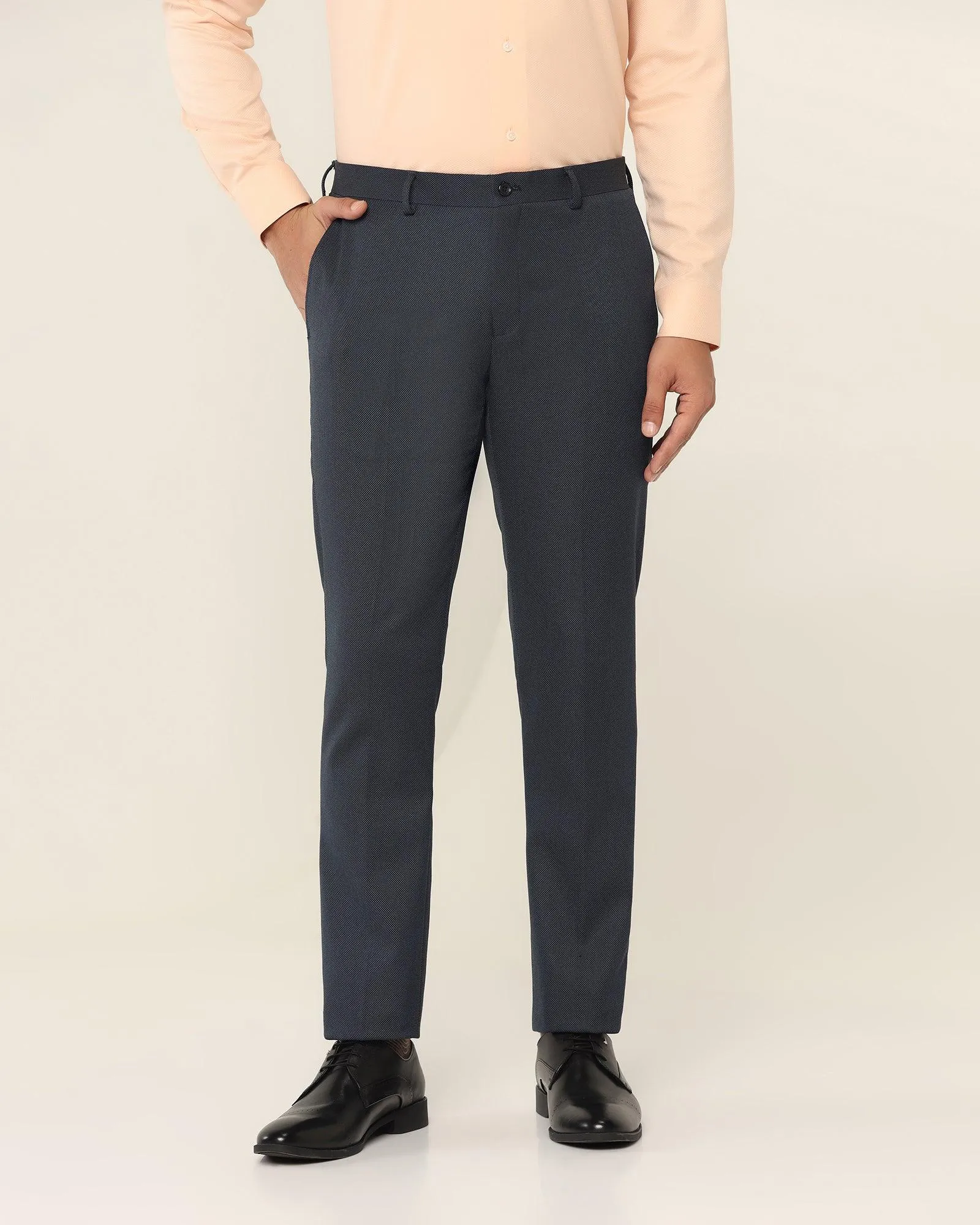 Slim Comfort B-95 Formal Royal Blue Textured Trouser - Wall