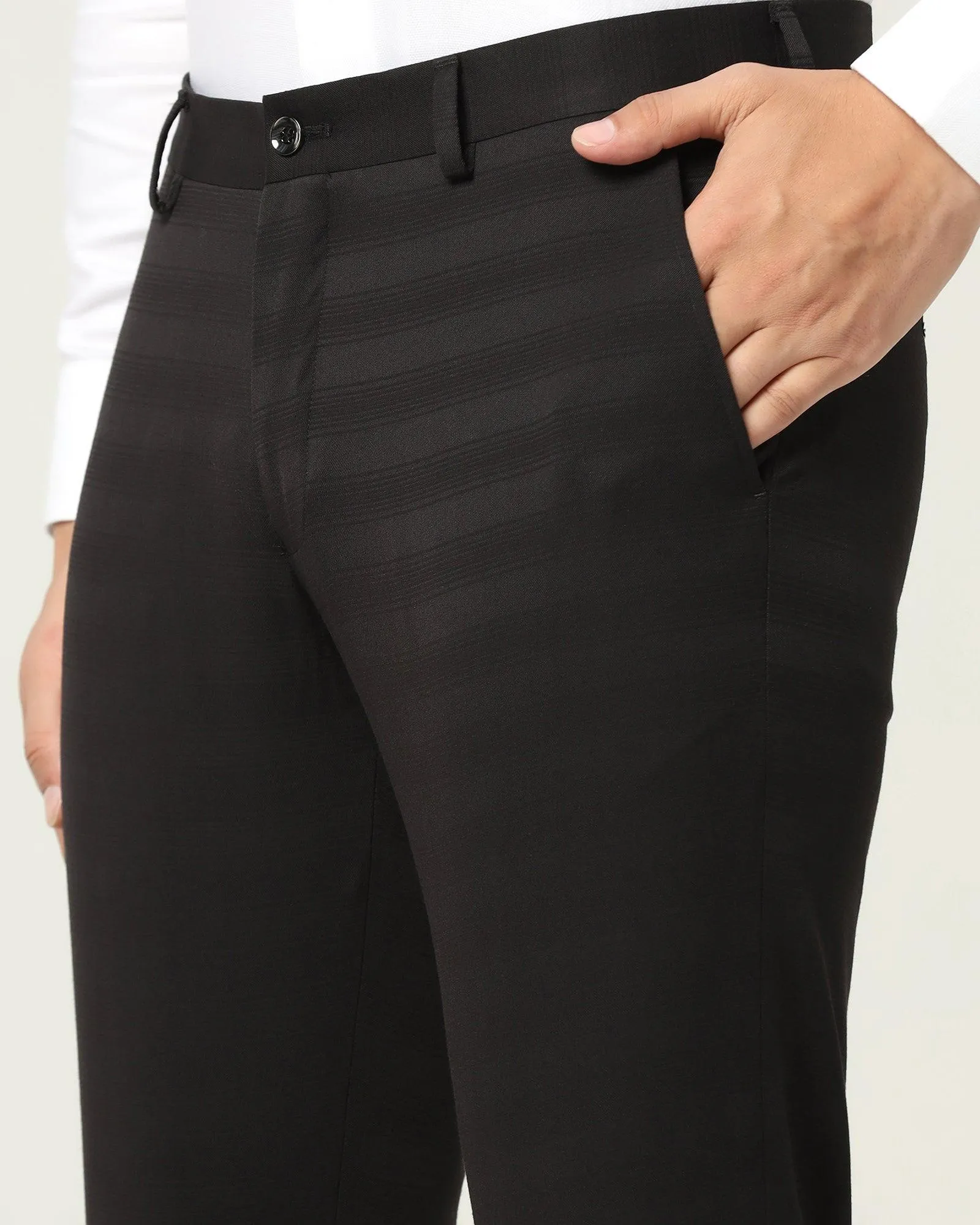 Slim Fit B-91 Formal Black Striped Trouser - Ben