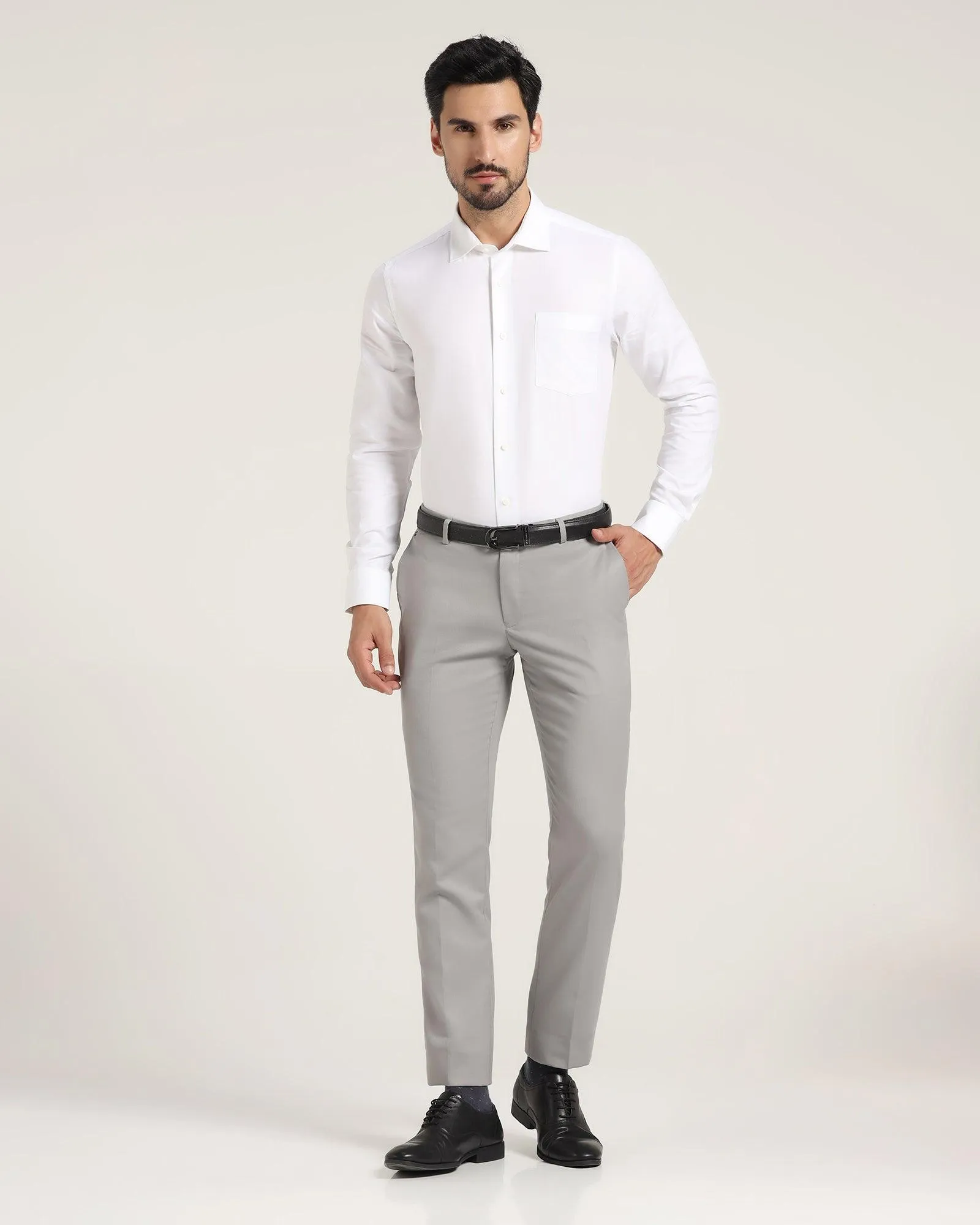 Slim Fit B-91 Formal Grey Textured Trouser - Peza