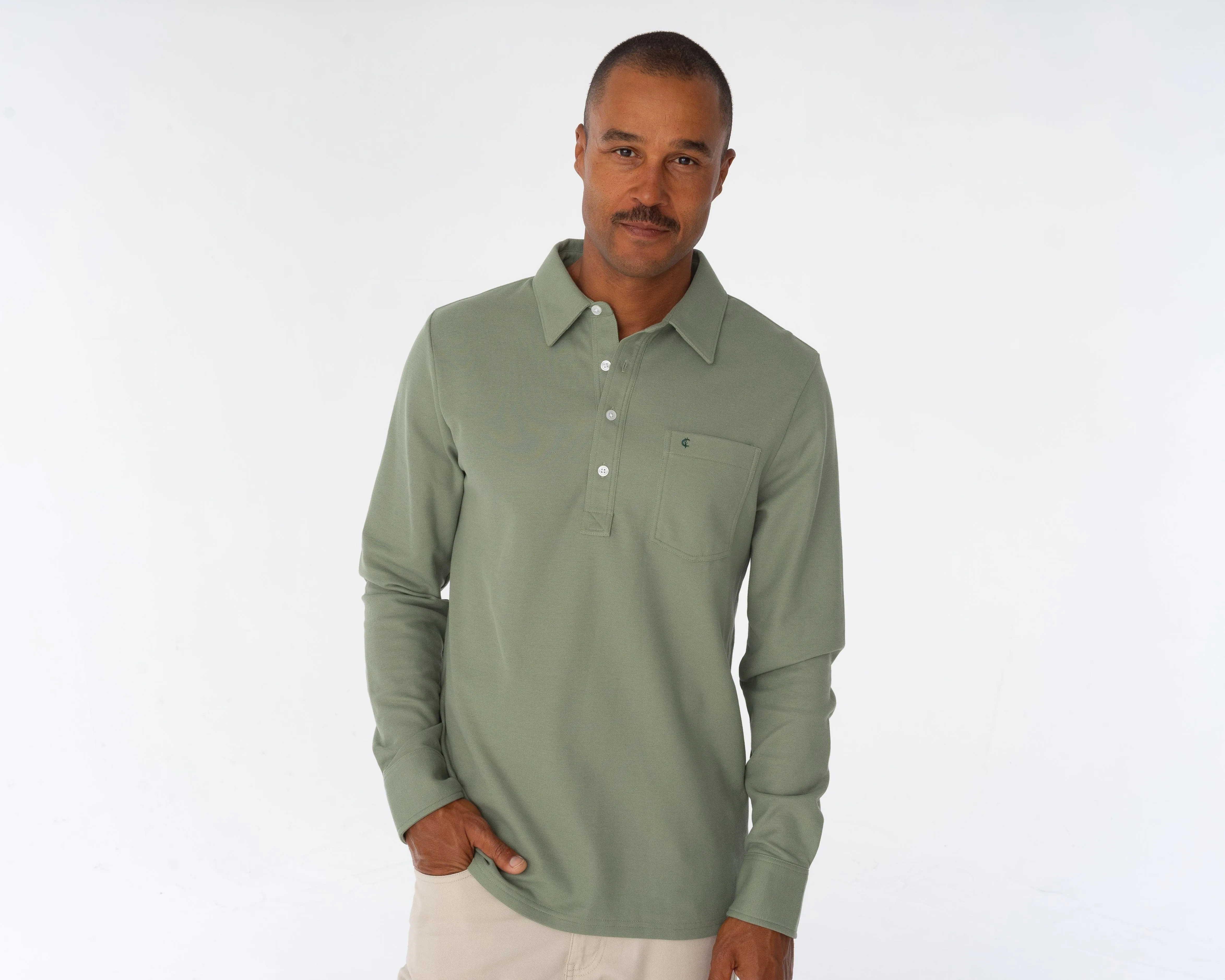 Slim Fit Long Sleeve Players Shirt - Ranch Water