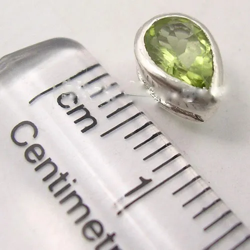 Solid Silver Peridot Tear-Drop Stud Earrings