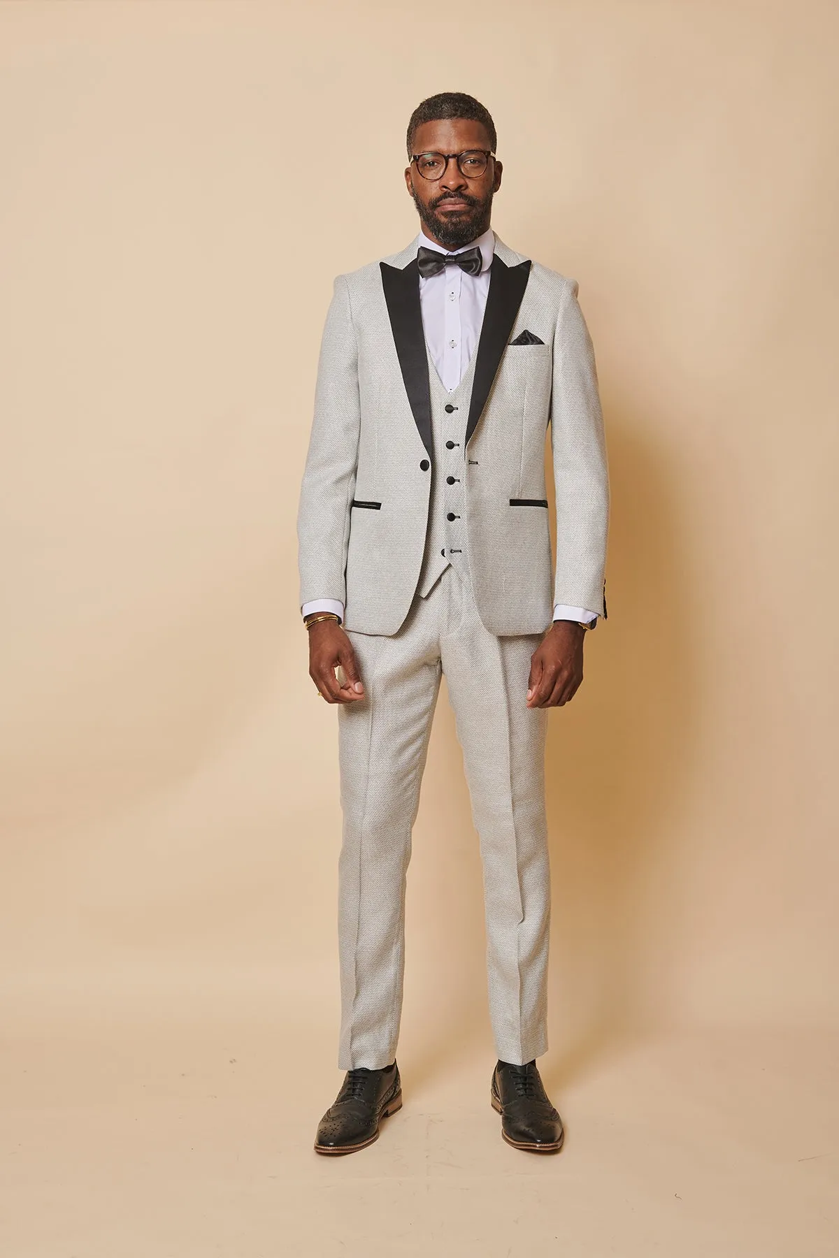 SPENCER - Stone Tux Lapel Three Piece Suit